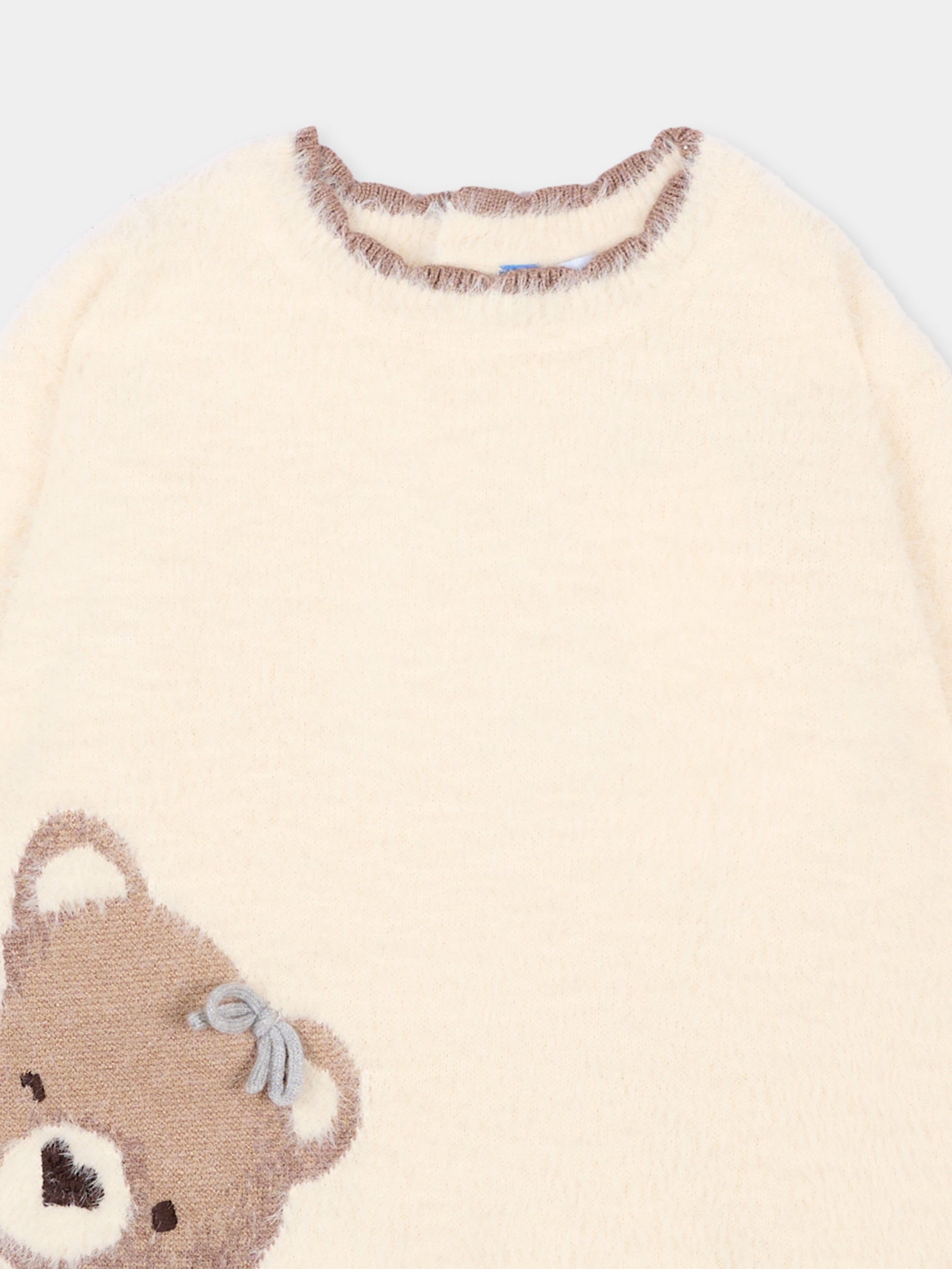 Maglione beige per neonata con orsetto,Mayoral,2383 047