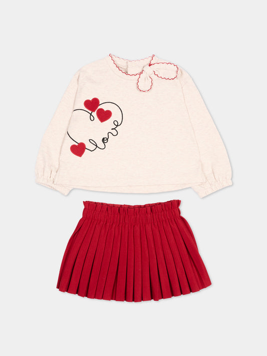 Completo sportivo rosso per neonata con cuori,Mayoral,2951 038