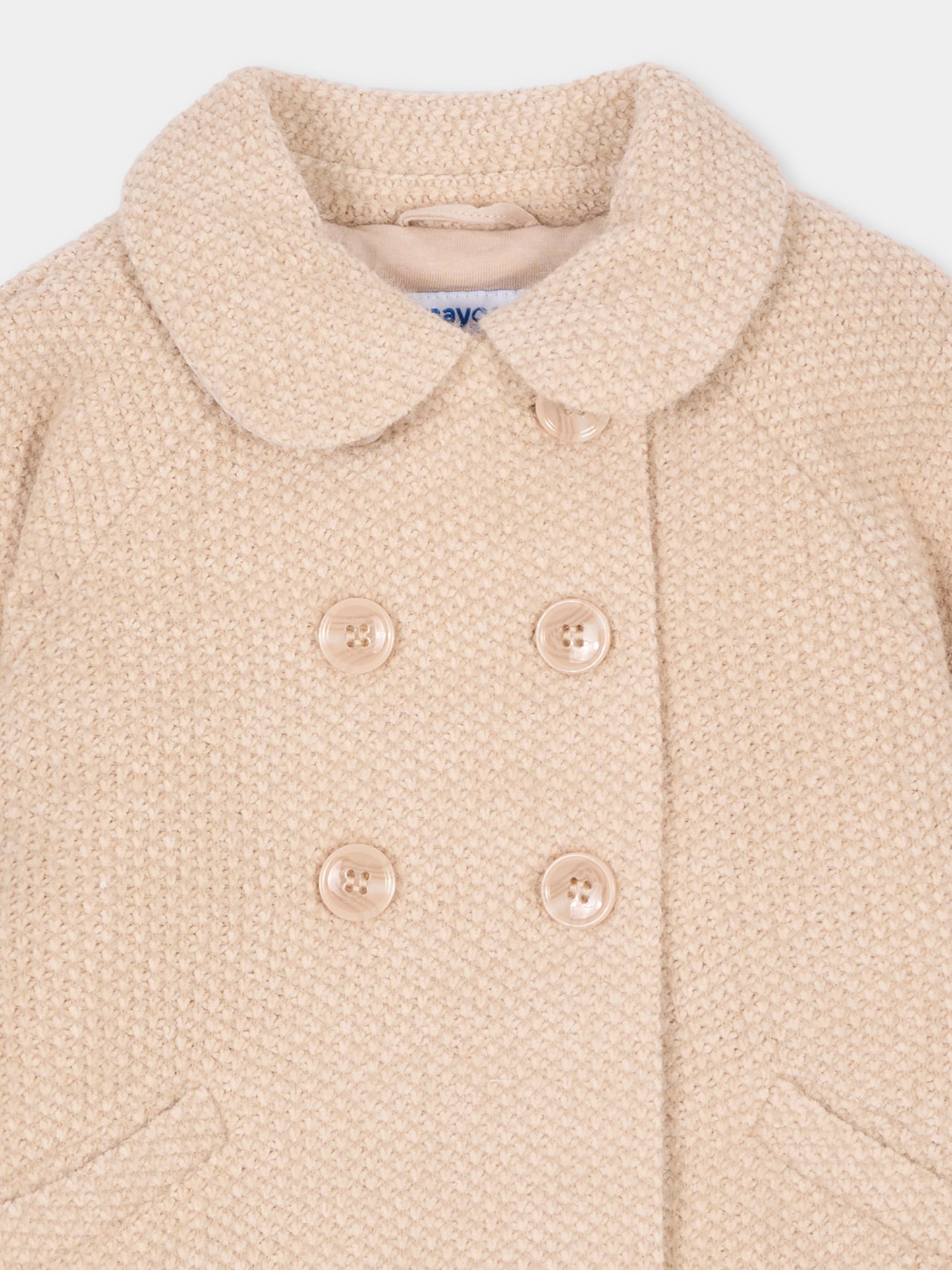 Cappotto beige per neonata doppiopetto,Mayoral,2435 018