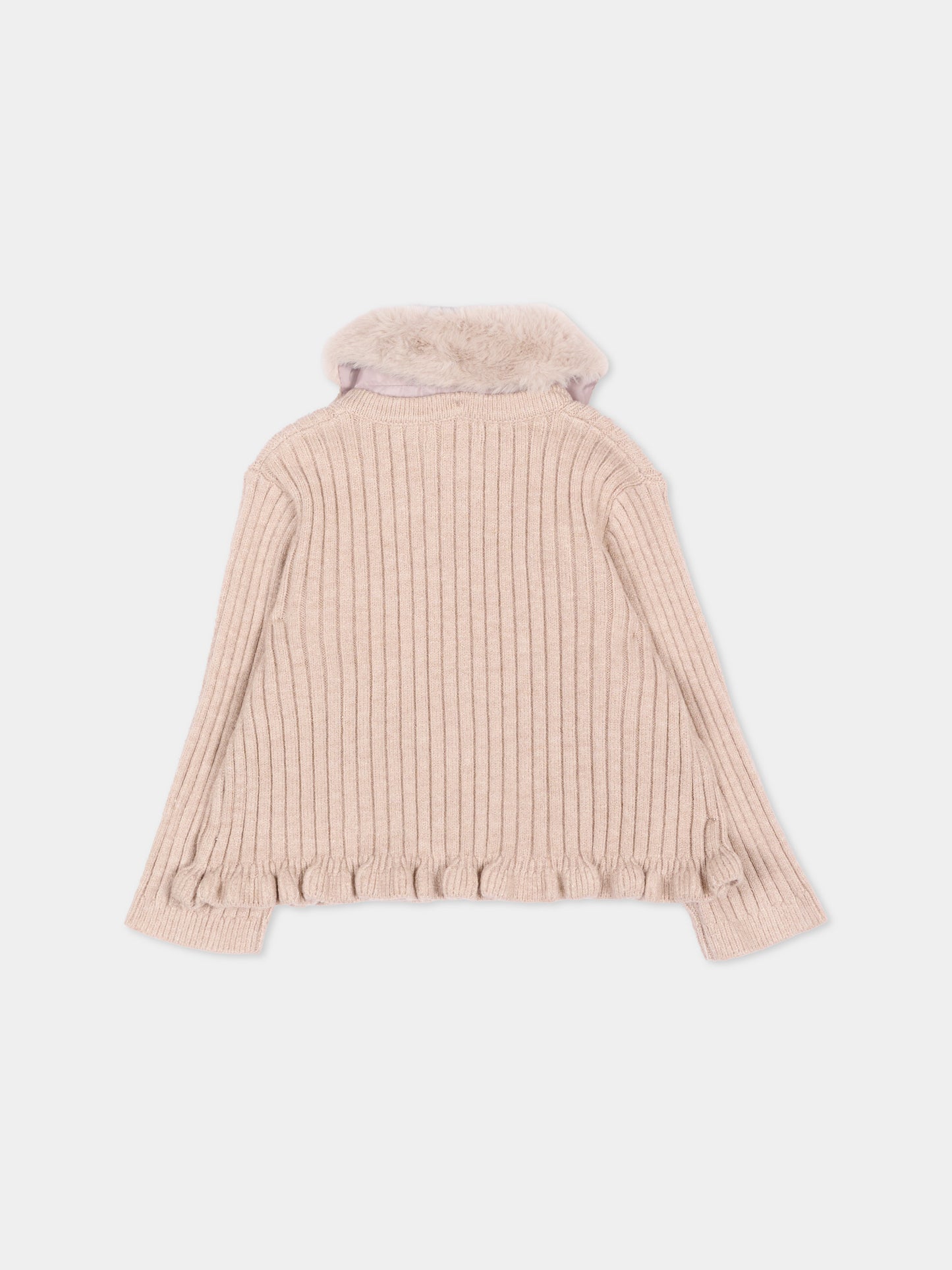 Cardigan beige per neonata con fiocchi,Mayoral,2386 061
