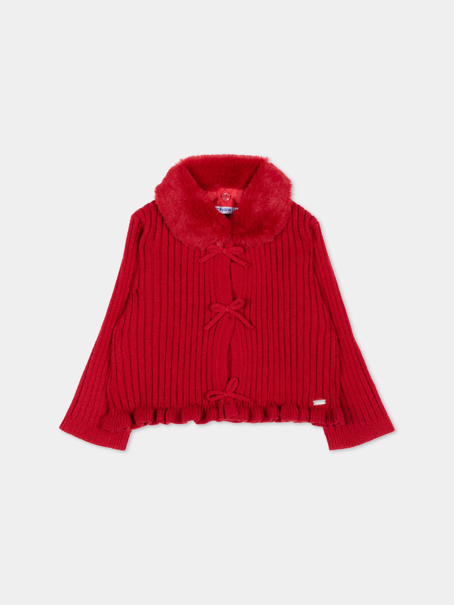 Cardigan rosso per neonata con fiocchi,Mayoral,2386 062
