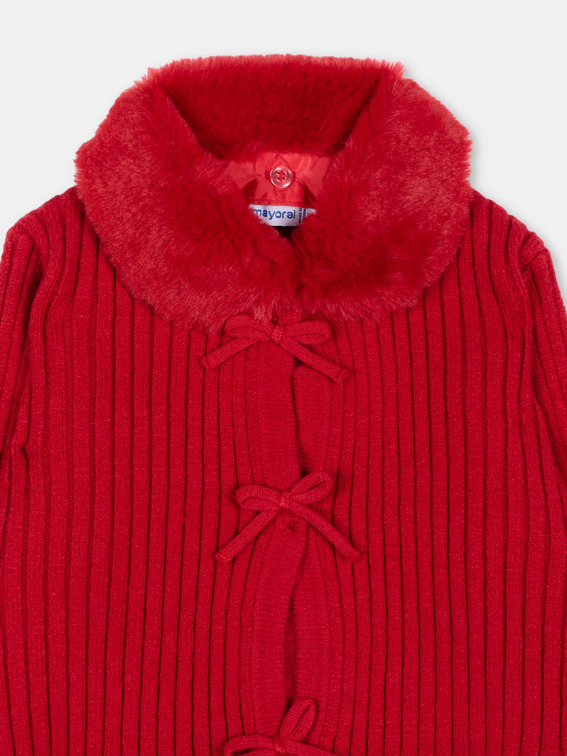 Cardigan rosso per neonata con fiocchi,Mayoral,2386 062
