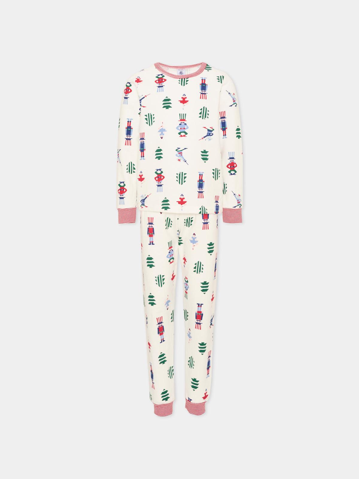 Pigiama bianco per bambina con stampa all-over,Petit Bateau,A0GDL 01