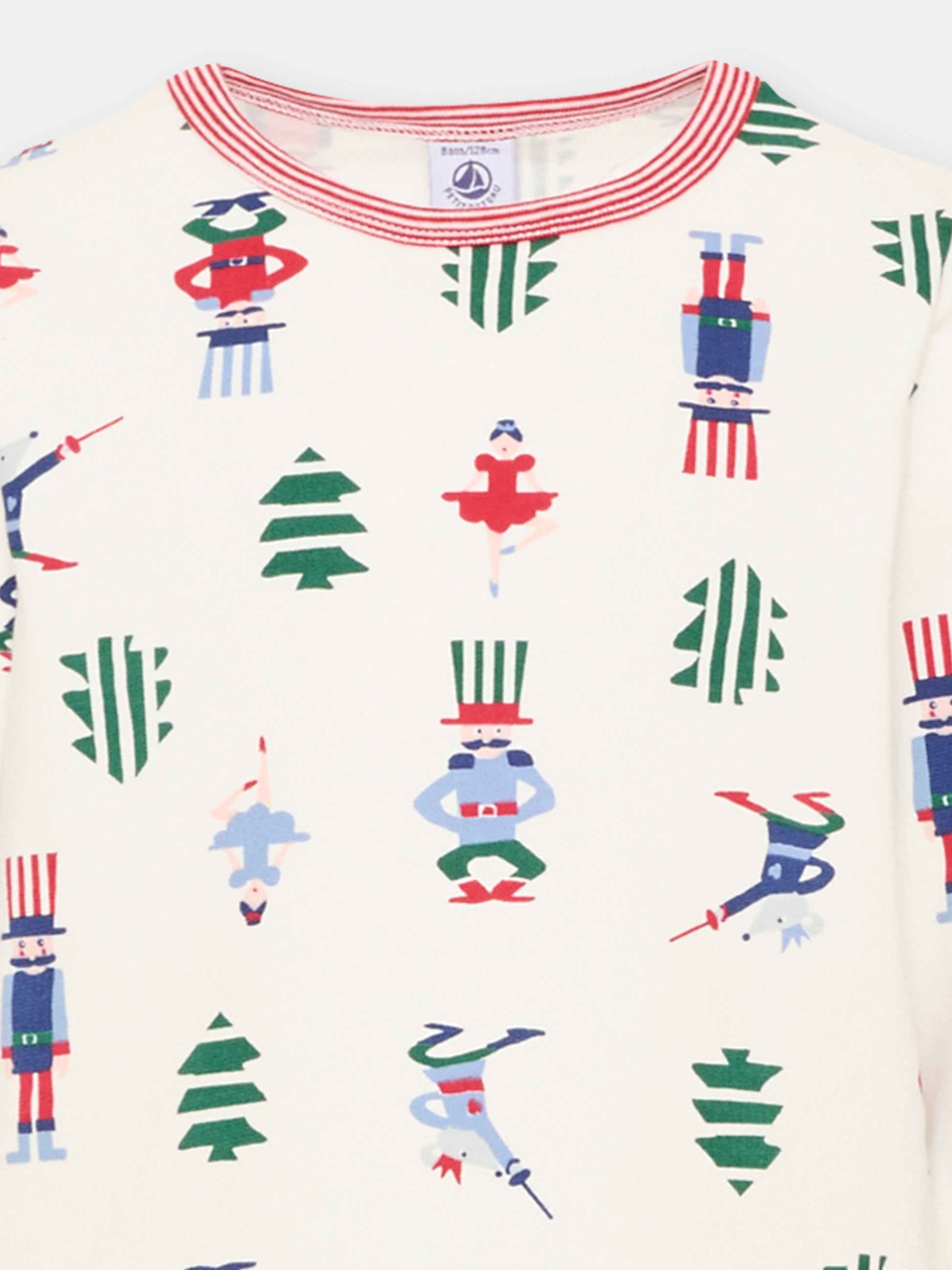Pigiama bianco per bambina con stampa all-over,Petit Bateau,A0GDL 01