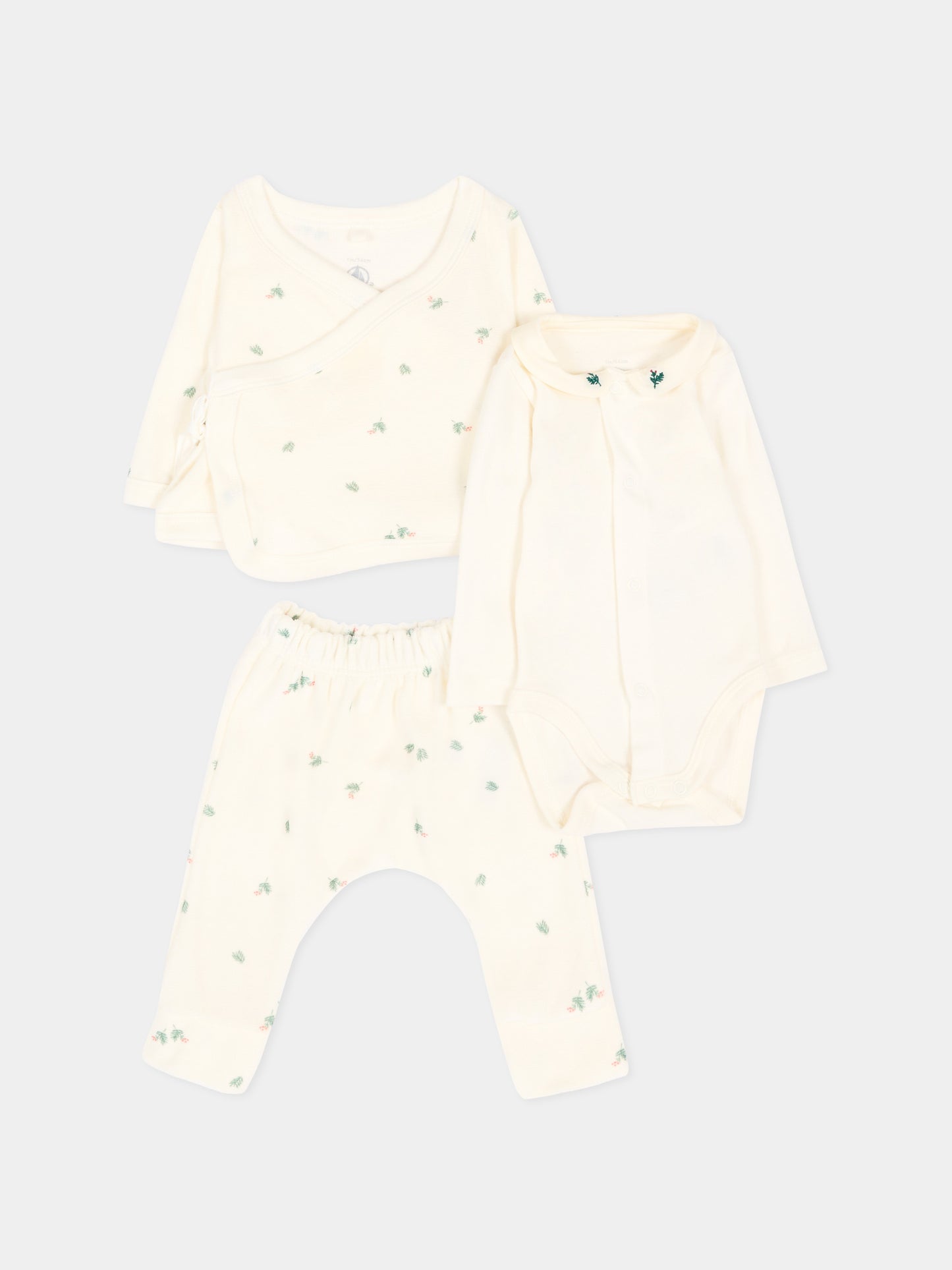 Completo nascita avorio per neonati floreale,Petit Bateau,A0GP0 01