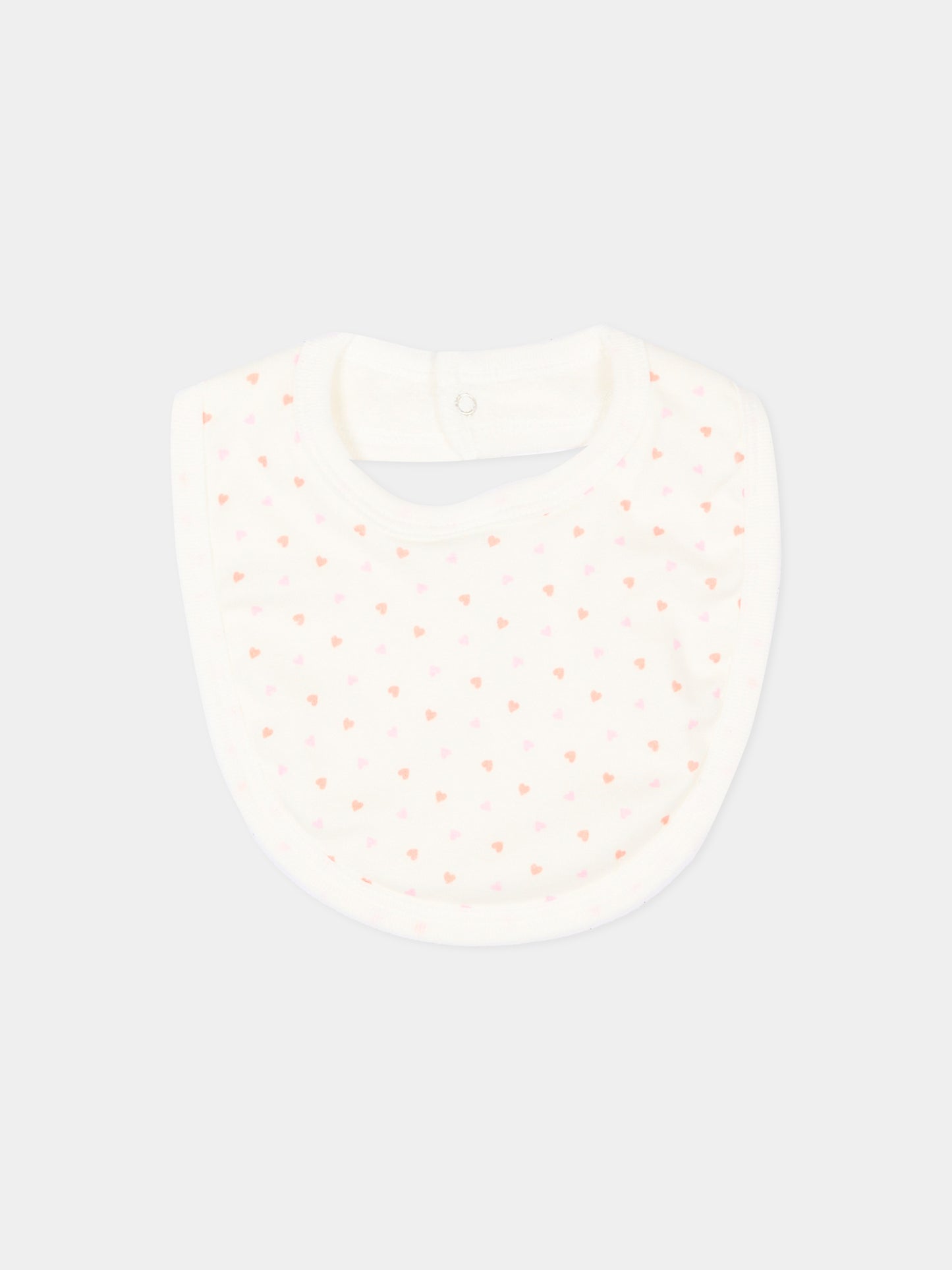 Bavaglini avorio per neonata con cuori e fiori,Petit Bateau,A0GLK 00