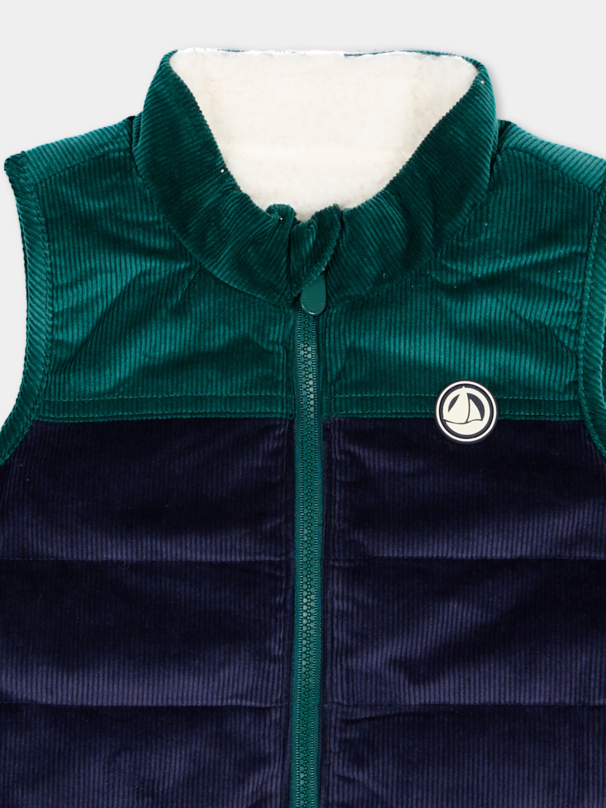 Gilet blu per neonato in velluto,Petit Bateau,A0GIV 01