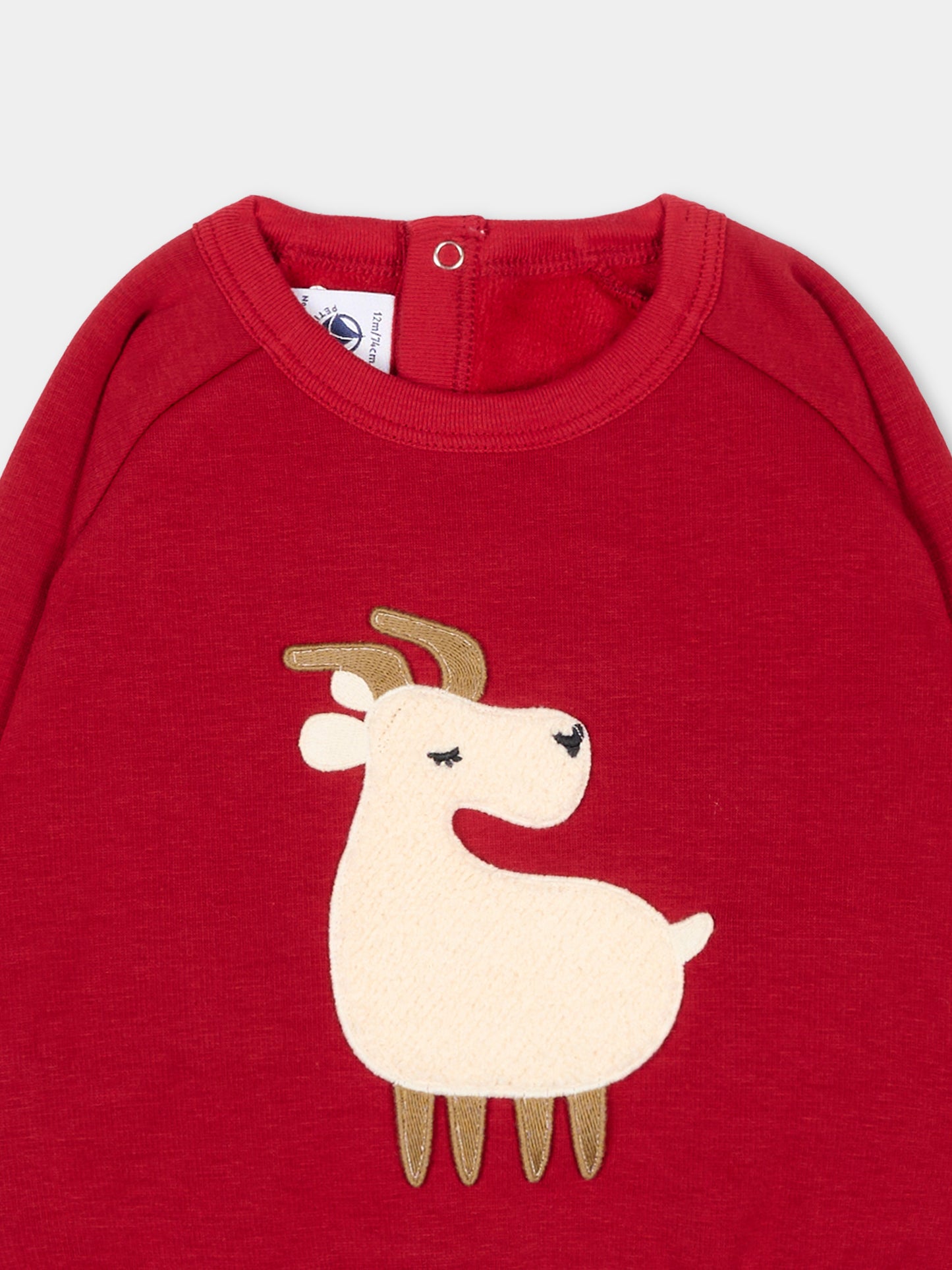 Felpa bordeaux per neonato con cerbiatto,Petit Bateau,A0GGQ 01