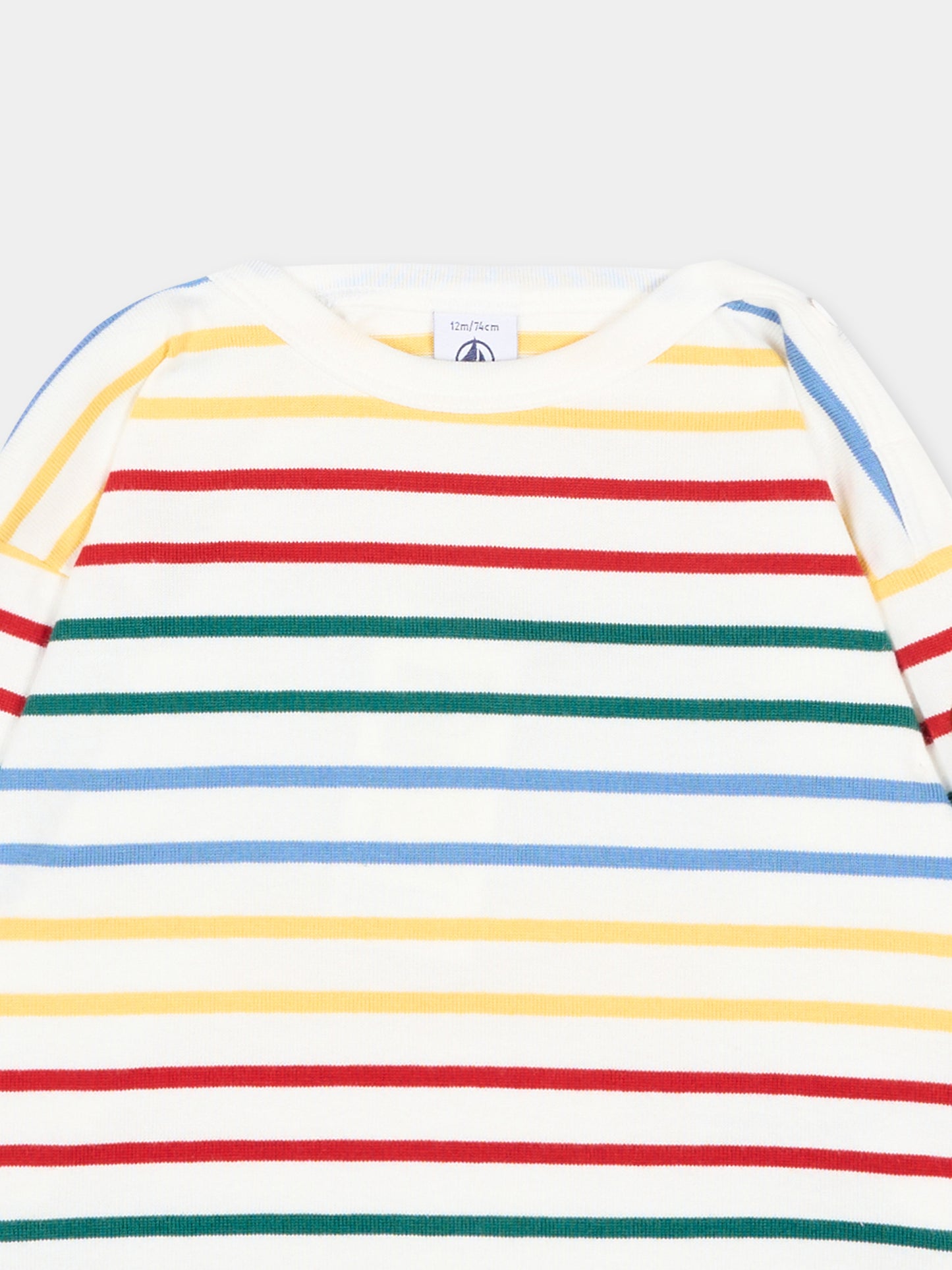T-Shirt multicolor per neonato a righe,Petit Bateau,A0GWO 01