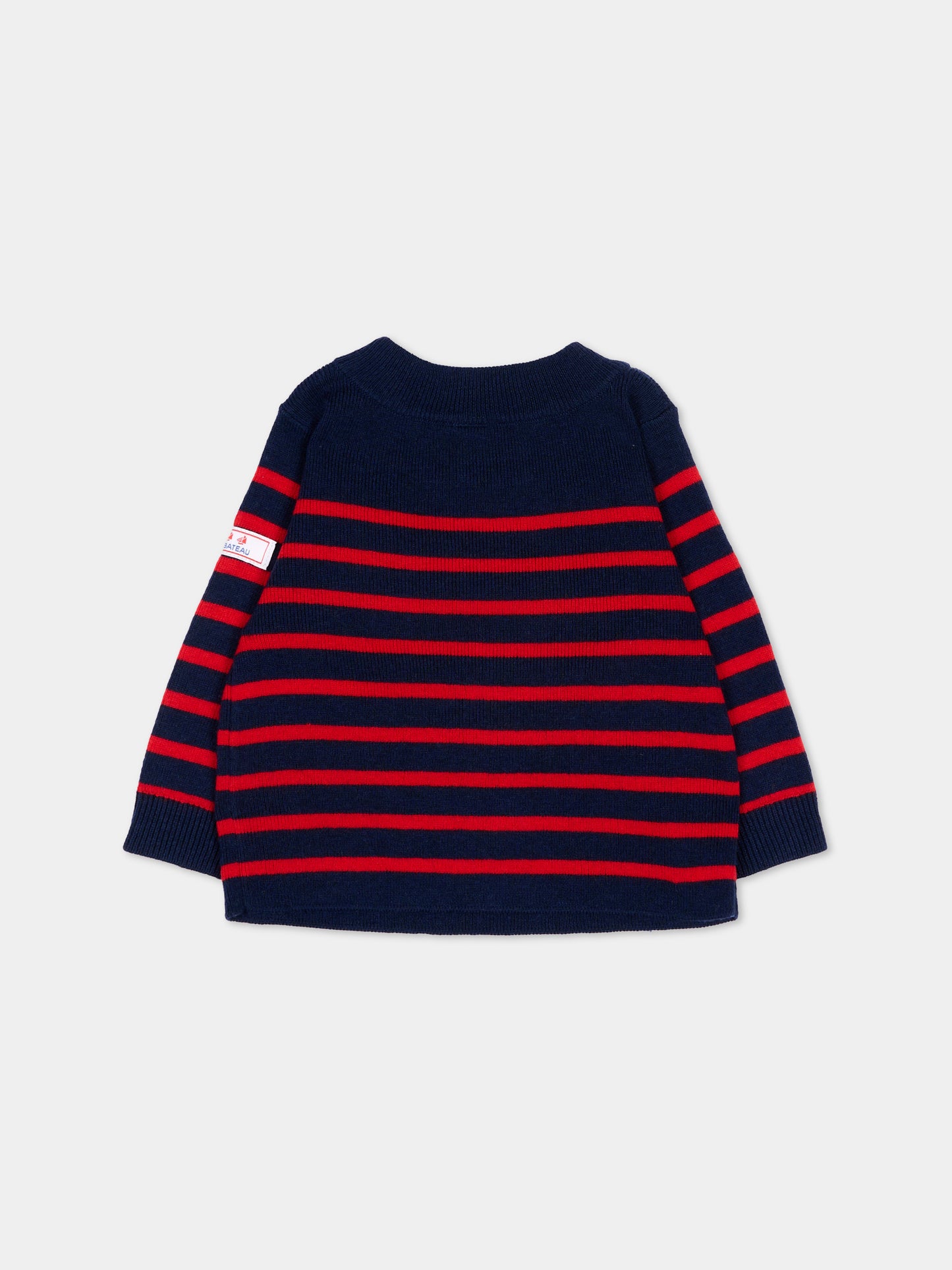 Maglione blu per neonato a righe,Petit Bateau,A0GBS 01