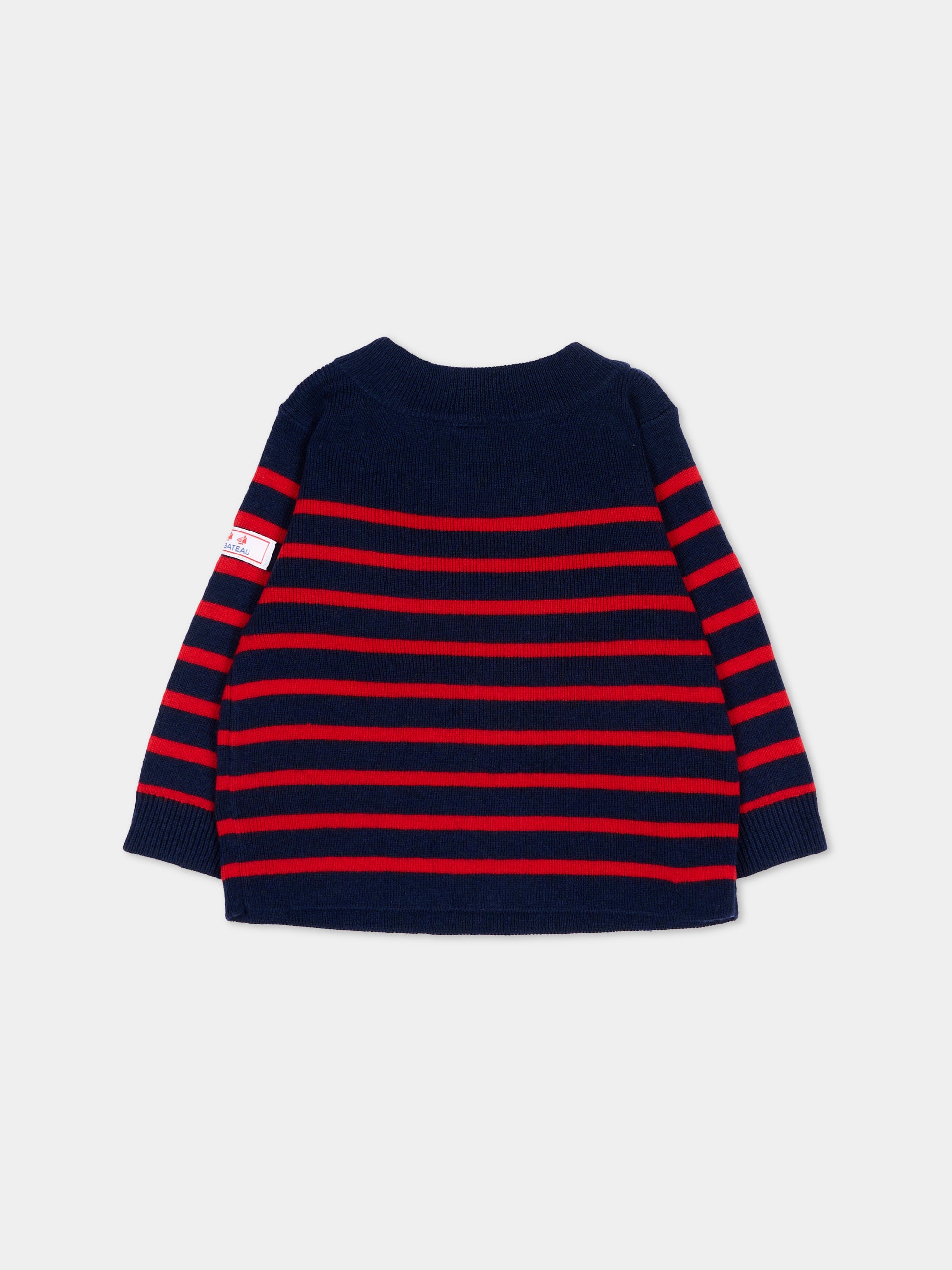 Maglione blu per neonato a righe,Petit Bateau,A0GBS 01
