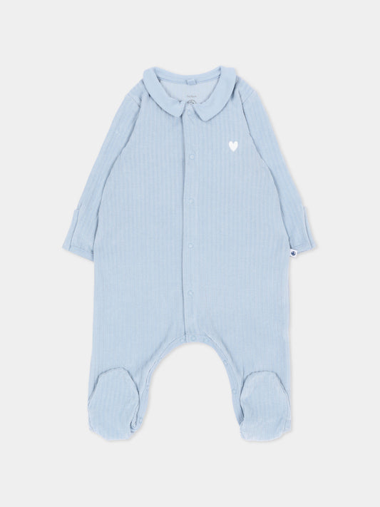 Tutina celeste per neonato con cuore,Petit Bateau,A0GAC 01
