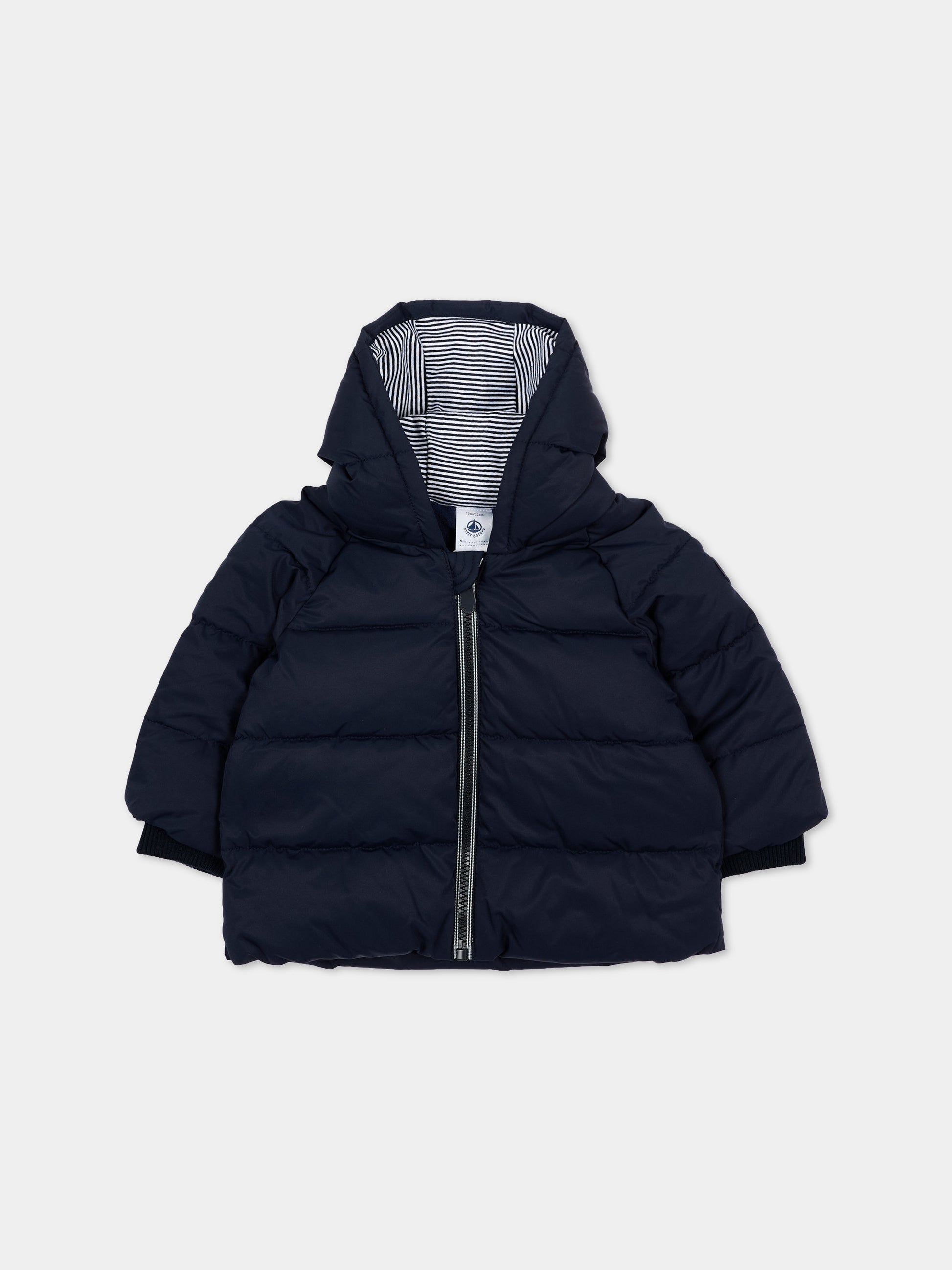 Piumino blu per neonato con logo,Petit Bateau,A0EAC 09