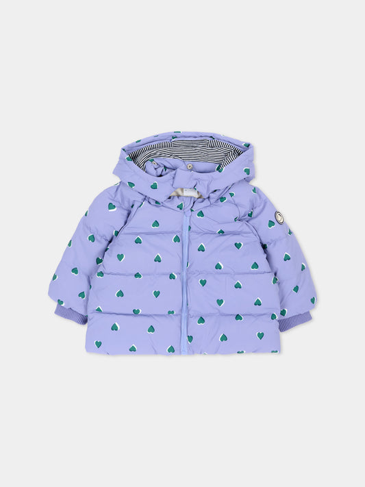 Piumino lilla per neonata con cuori,Petit Bateau,A0GSB 07