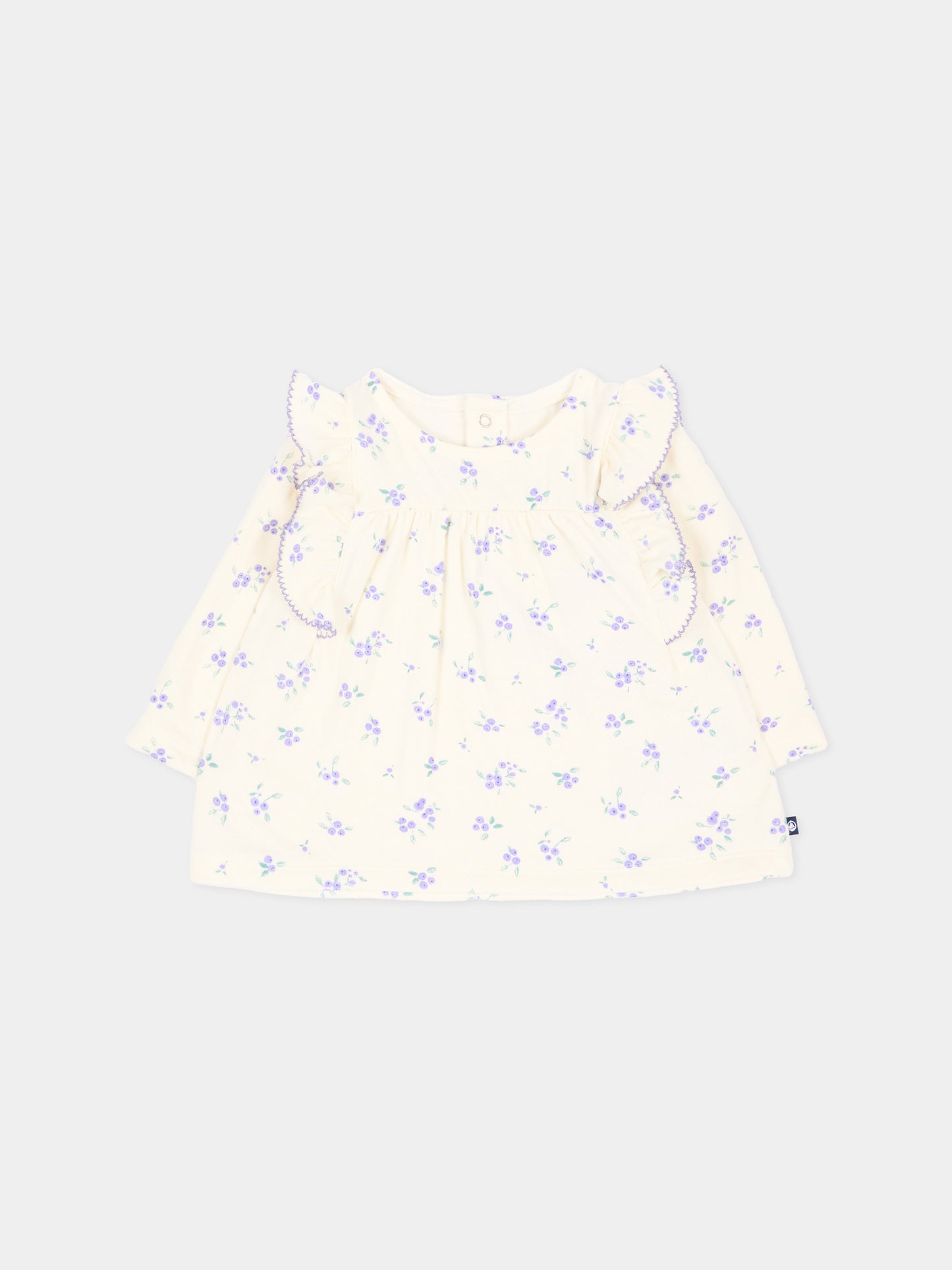T-shirt avorio per neonata floreale,Petit Bateau,A0GRU 01