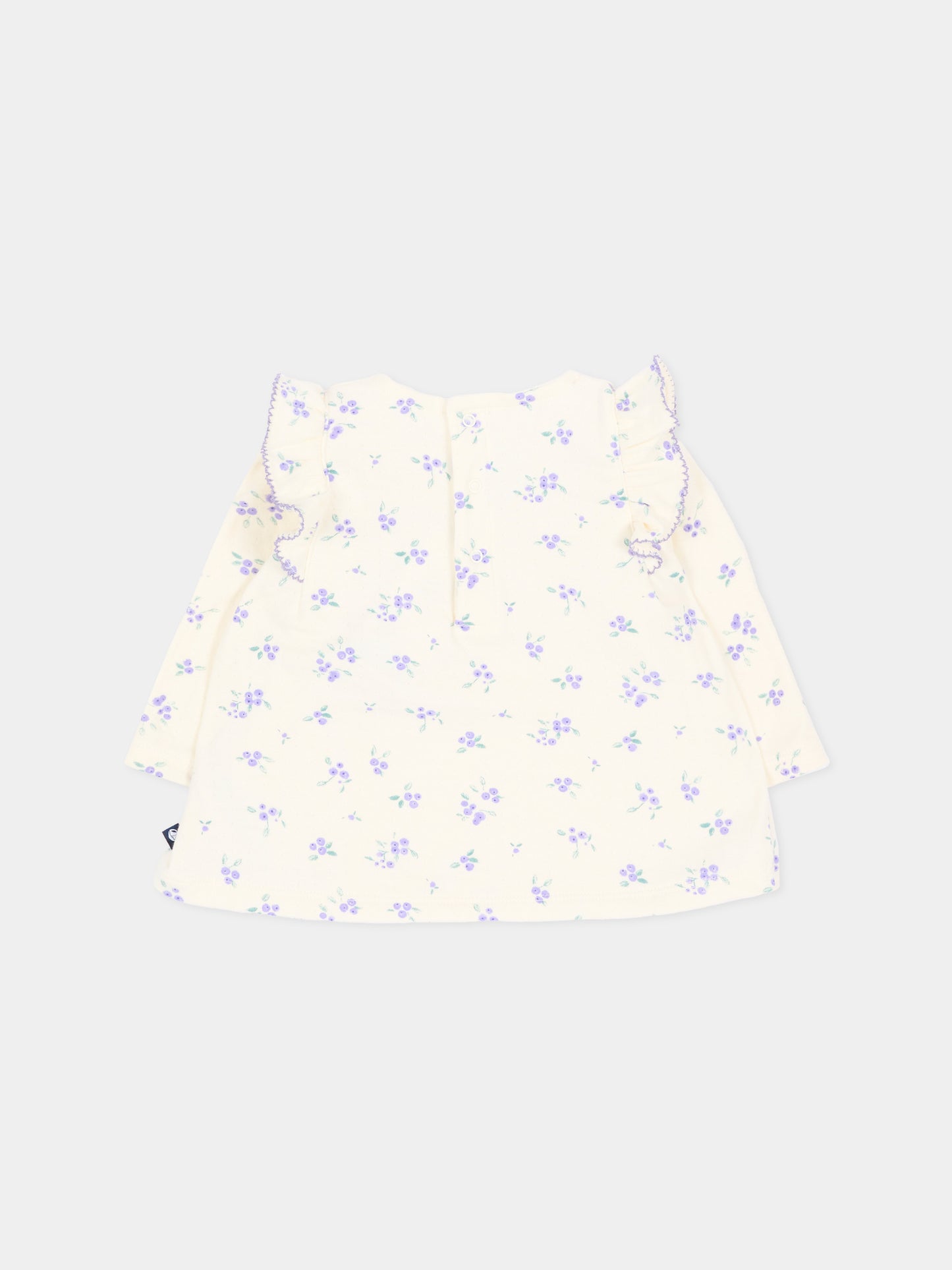 T-shirt avorio per neonata floreale,Petit Bateau,A0GRU 01