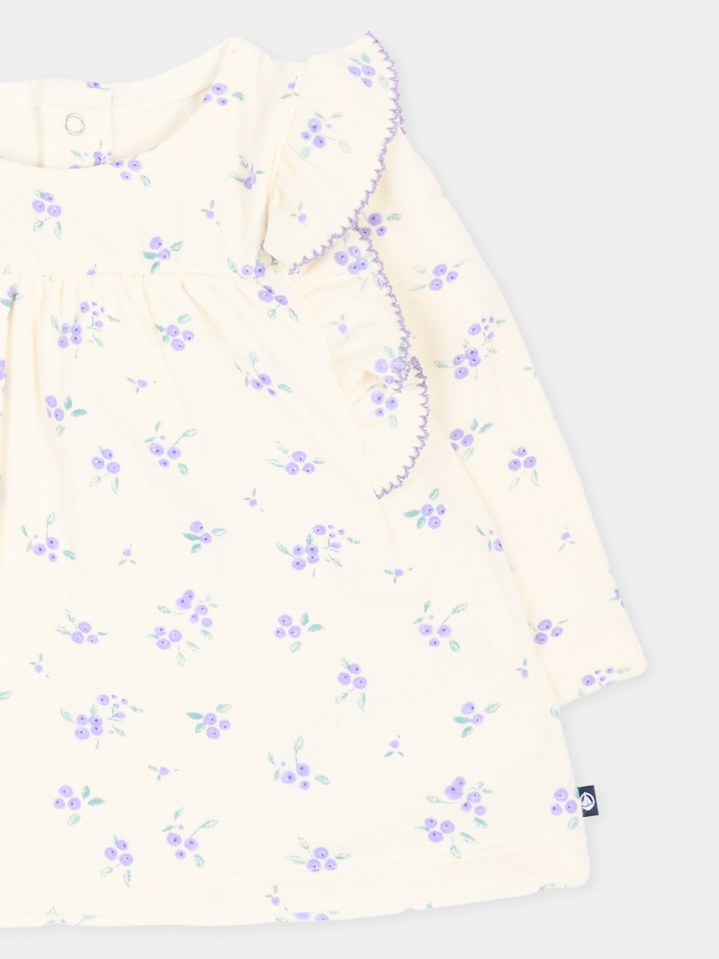 T-shirt avorio per neonata floreale,Petit Bateau,A0GRU 01