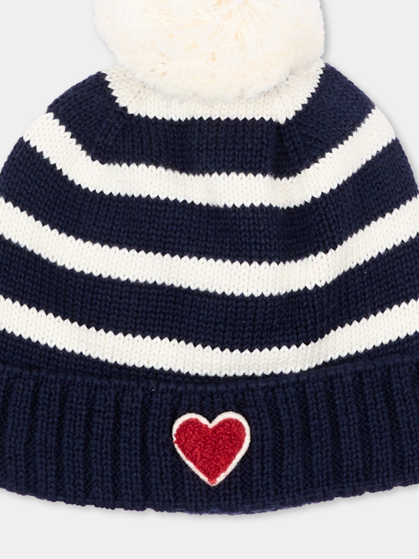 Berretto blu per neonata a righe,Petit Bateau,A0GJC 03