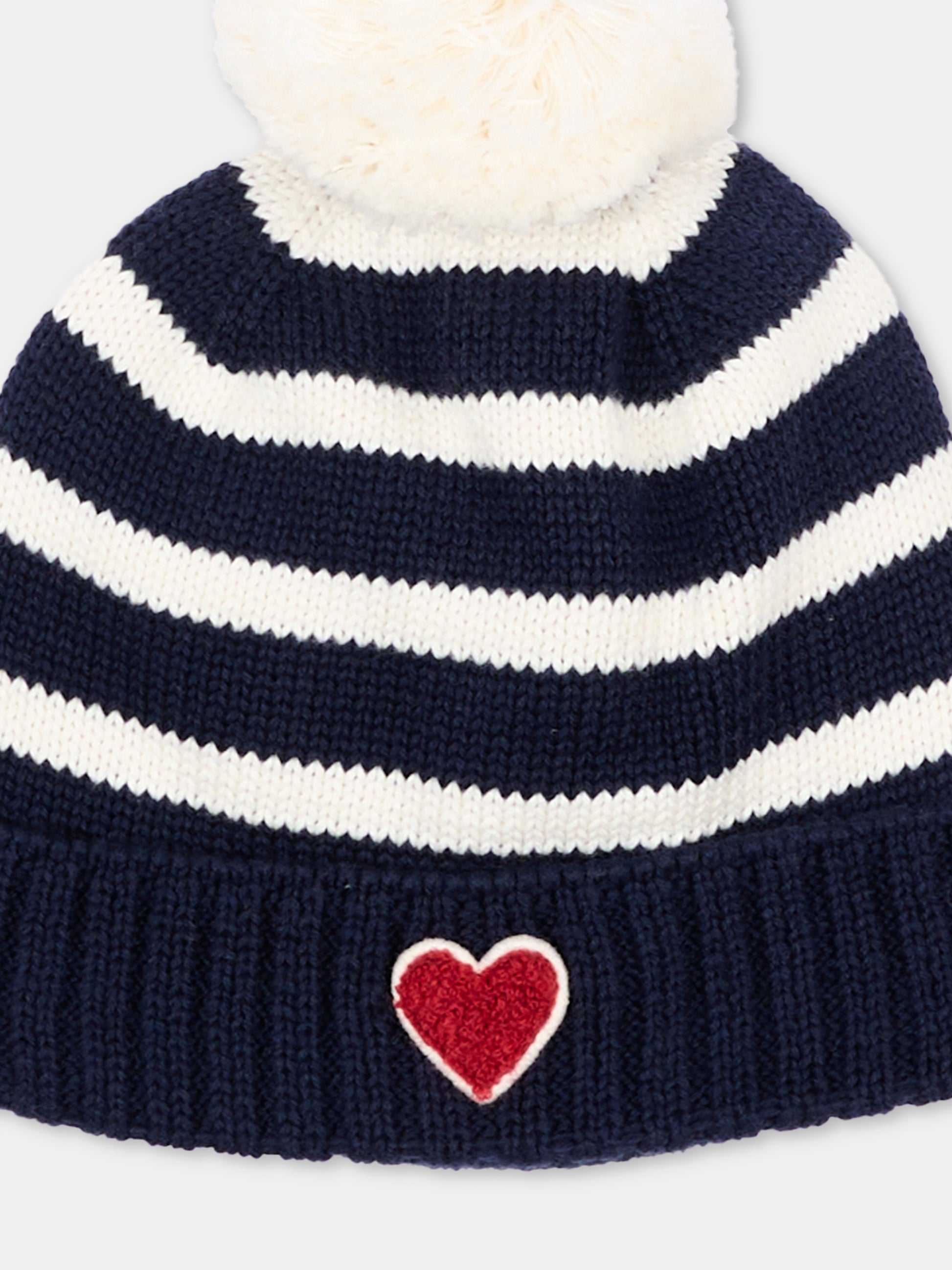 Berretto blu per neonata a righe,Petit Bateau,A0GJC 03