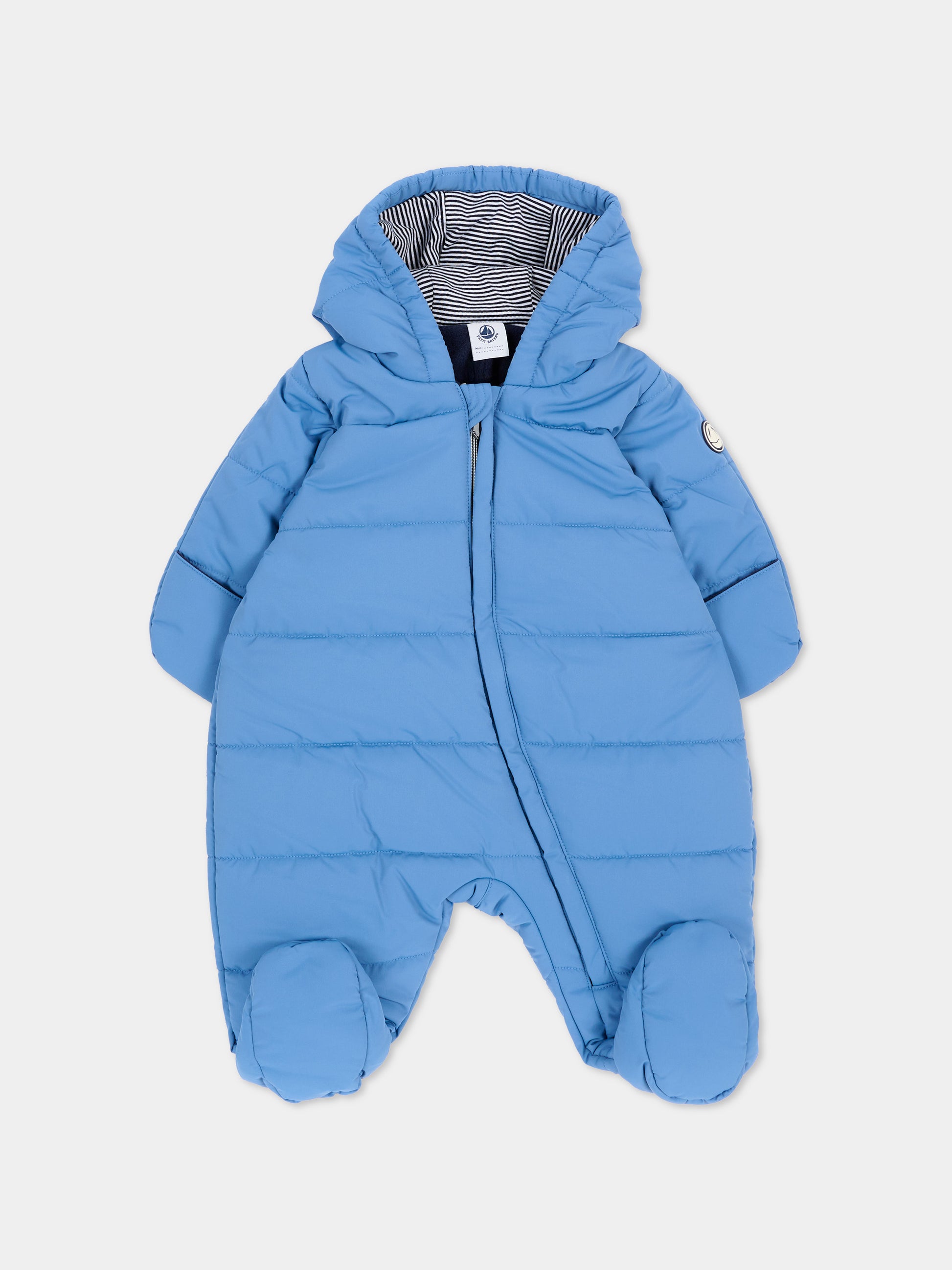 Piumini azzurro per neonato con patch logo,Petit Bateau,A0GT3 02