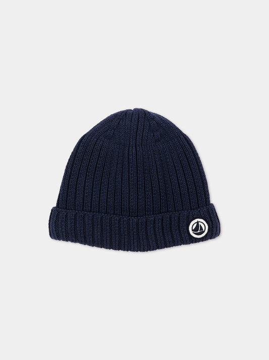 Berretto blu per neonato con logo,Petit Bateau,A0GIC 18