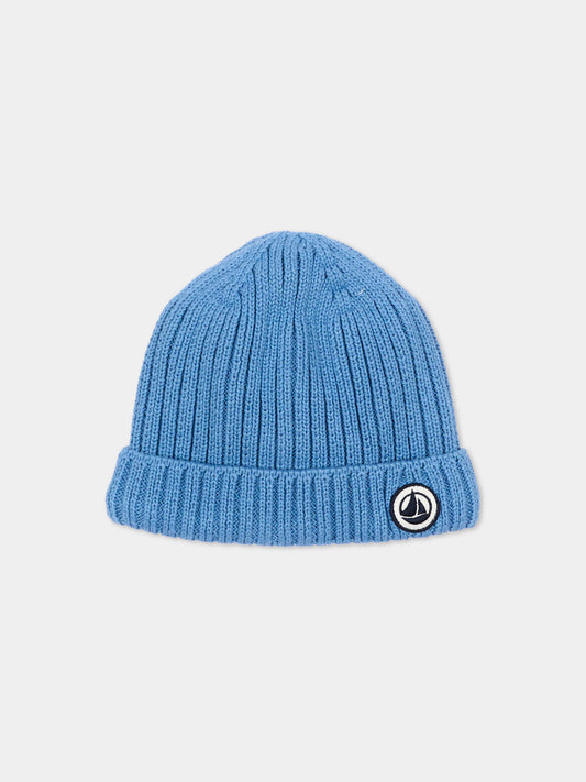 Berretto azzurro per neonato con logo,Petit Bateau,A0GIC 02