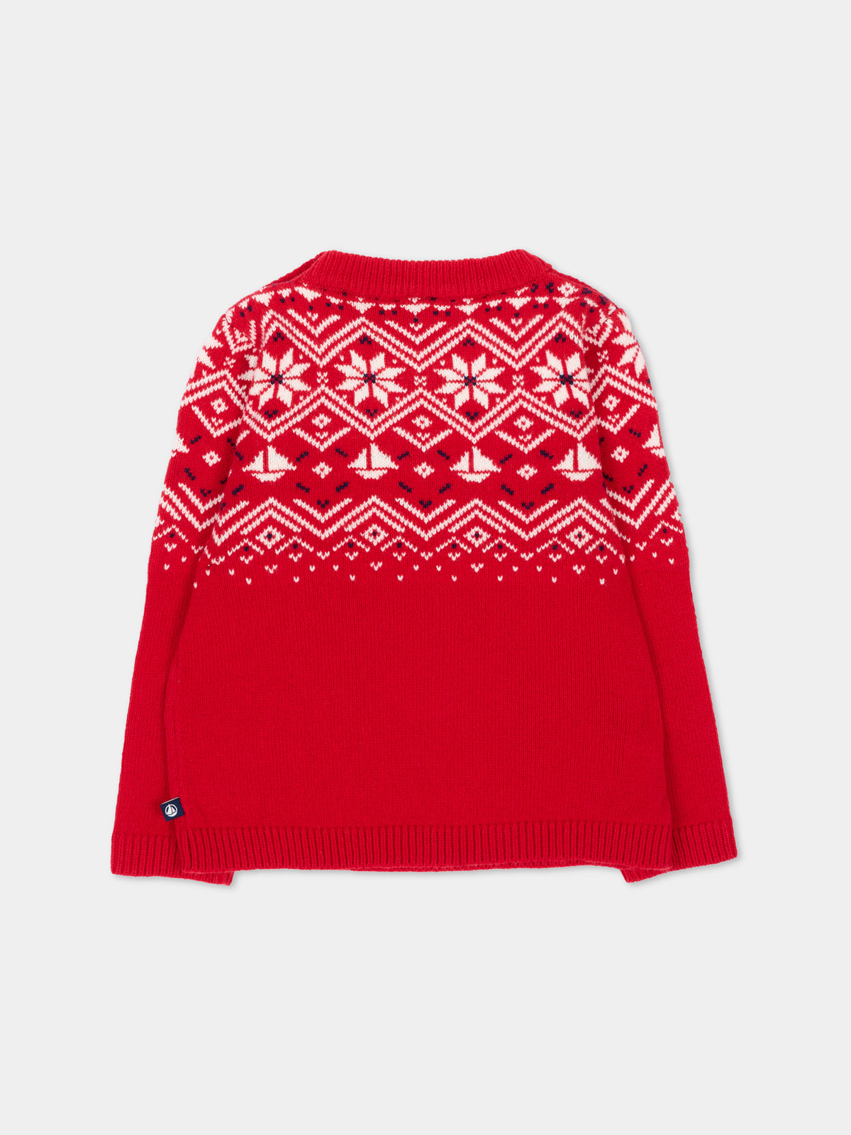 Maglione rosso per neonato jacquard,Petit Bateau,A0GBV 05
