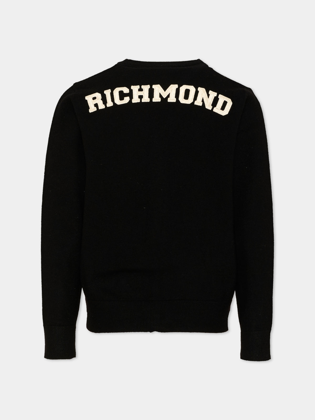 Cardigan nero con logo per bambino,Richmond,RBA26075CD BLACK/CR. BLACK