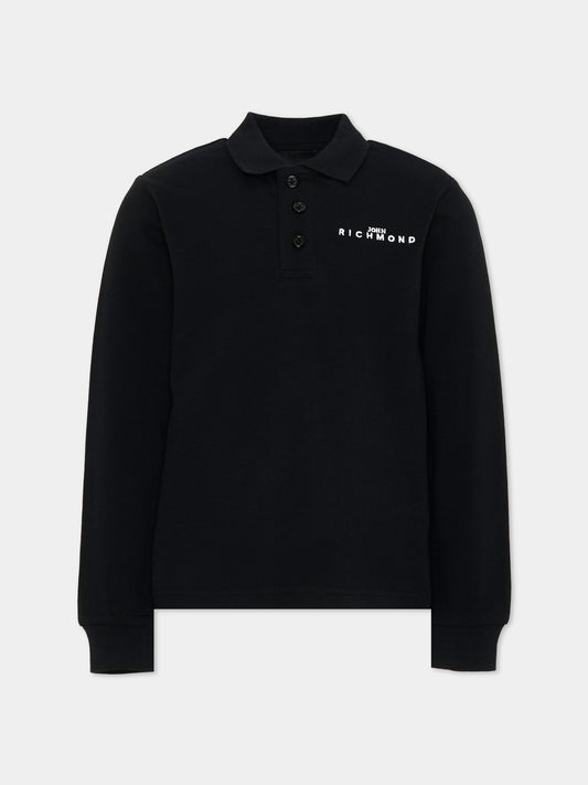 Polo nera per bambino con logo,Richmond,RBA26161PO BLACK BLACK