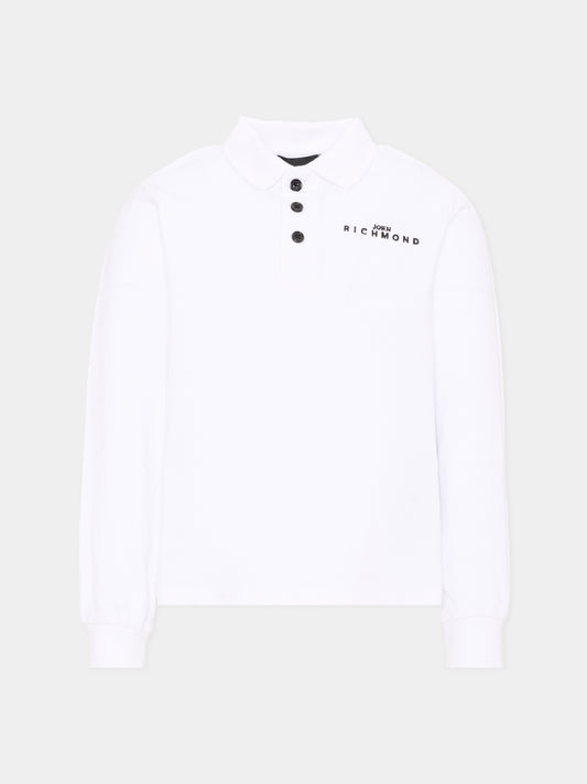 Polo bianca per bambino con logo,Richmond,RBA26161PO WHITE WHITE