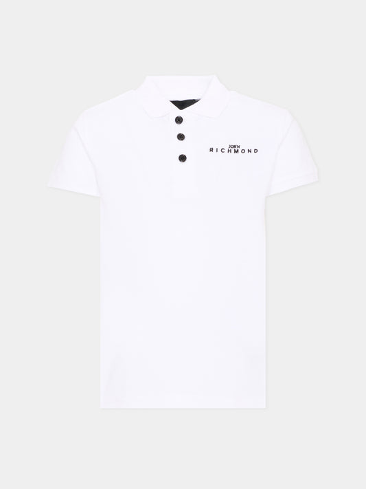 Polo bianca per bambino con logo,Richmond,RBA26160PO WHITE WHITE