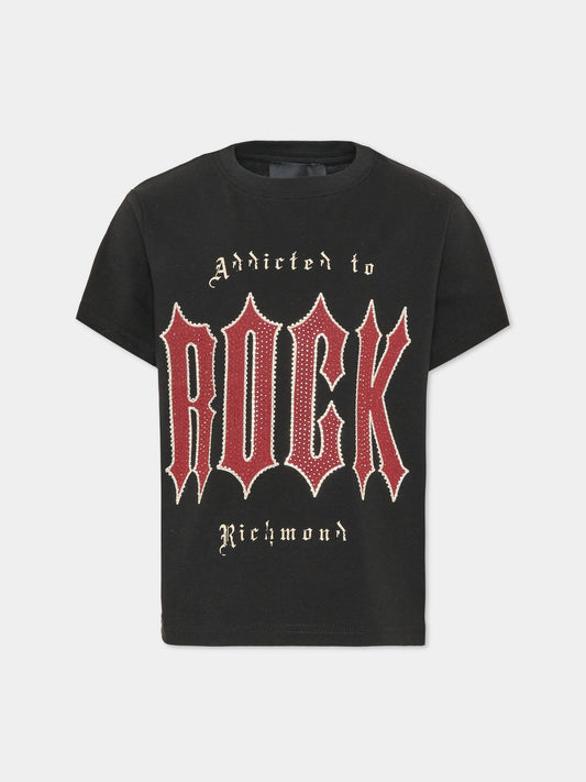 T-shirt nera per bambina con stampa,Richmond,RBA26038TS BLACK BLACK