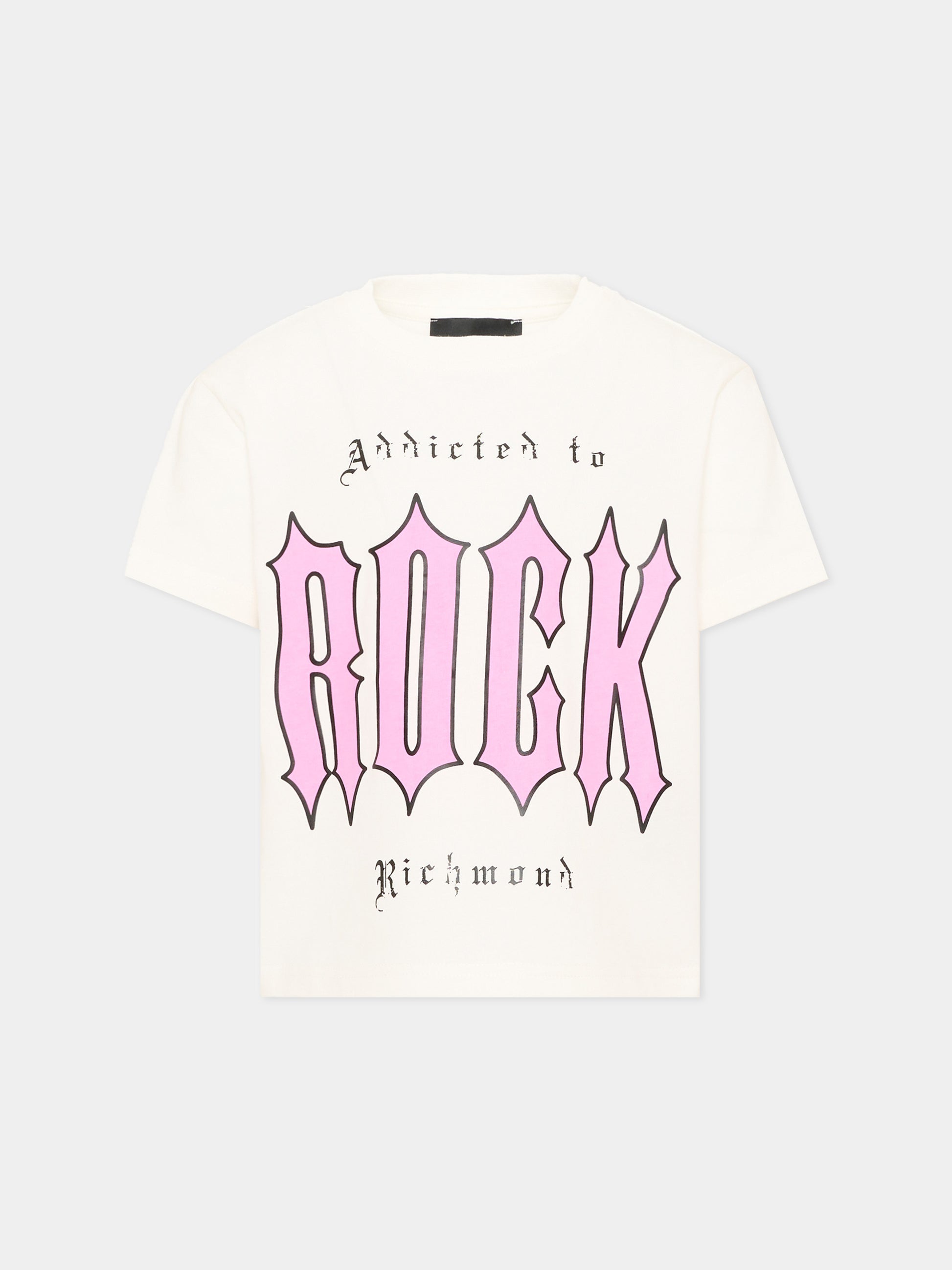T-shirt avorio per bambina con logo,Richmond,RGA26165TS OFF-WHITE OFF-WHITE