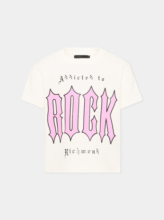 T-shirt avorio per bambina con logo,Richmond,RGA26165TS OFF-WHITE OFF-WHITE