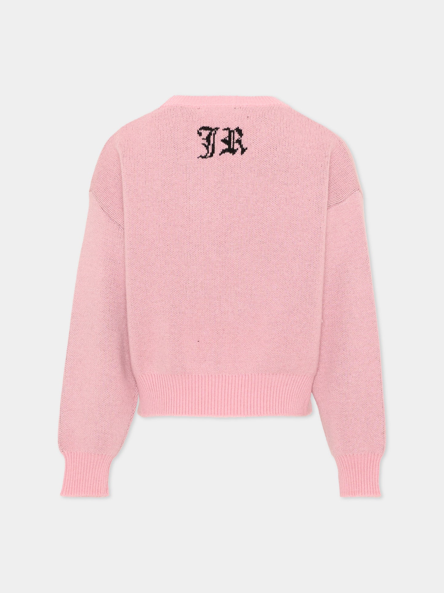 Maglione rosa per bambina con logo,Richmond,RGA26061MA PINK_B/BLK PINK BEGONIA