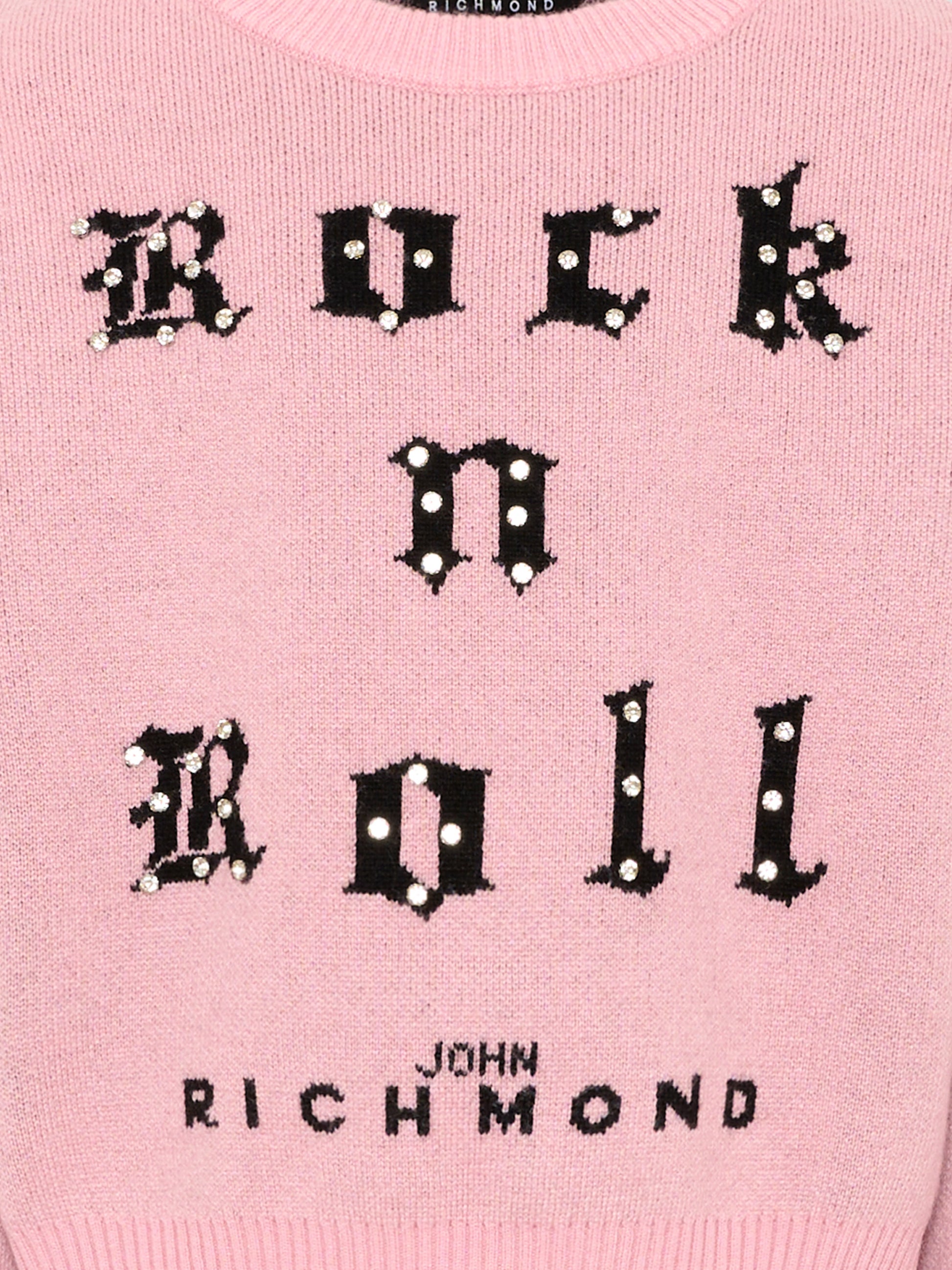 Maglione rosa per bambina con logo,Richmond,RGA26061MA PINK_B/BLK PINK BEGONIA