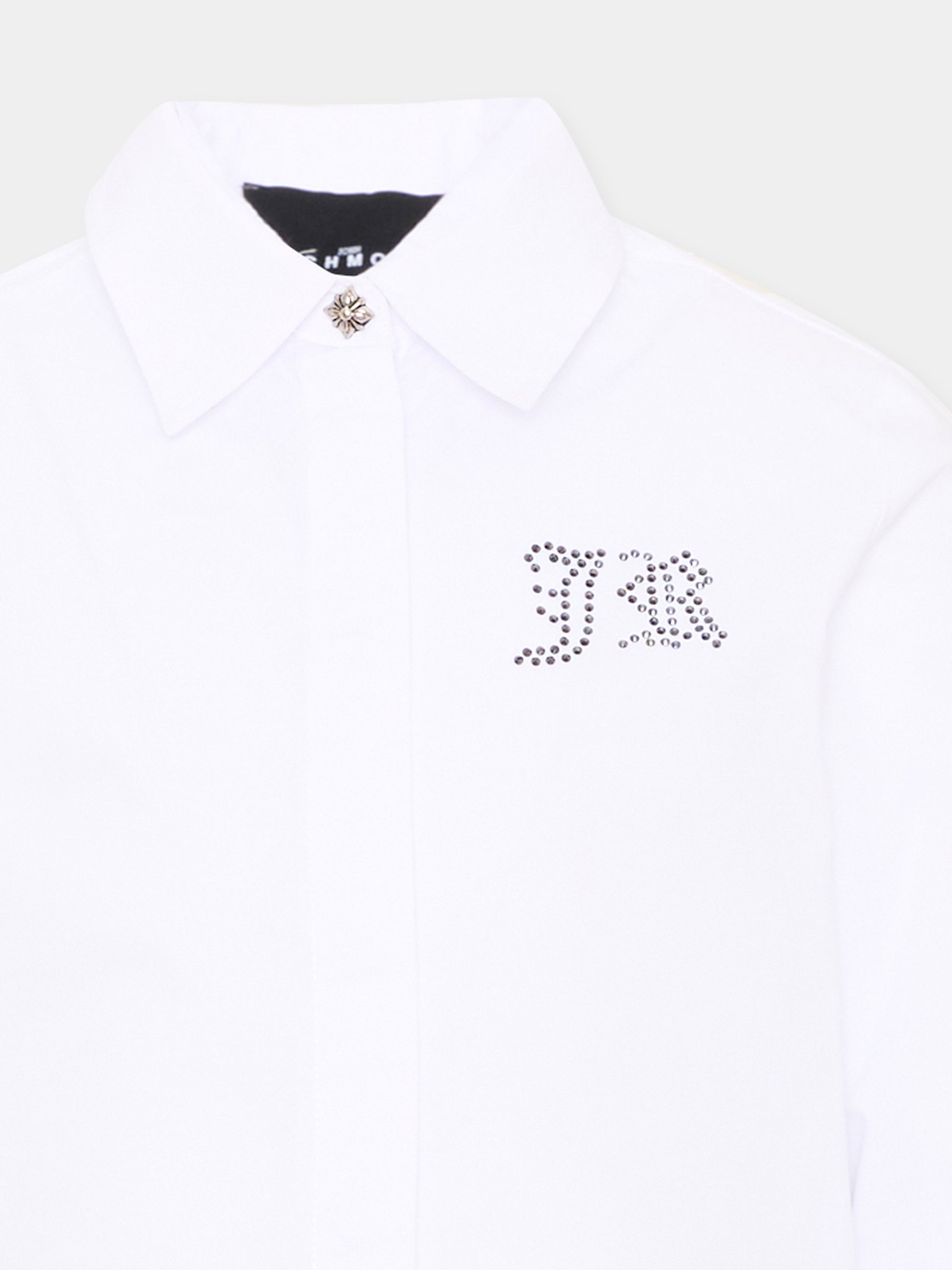 Camicia bianca per bambina con logo,Richmond,RGA26174CA WHITE WHITE