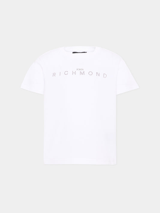 T-Shirt bianca per bambina con logo,Richmond,RGA26086TS WHITE WHITE
