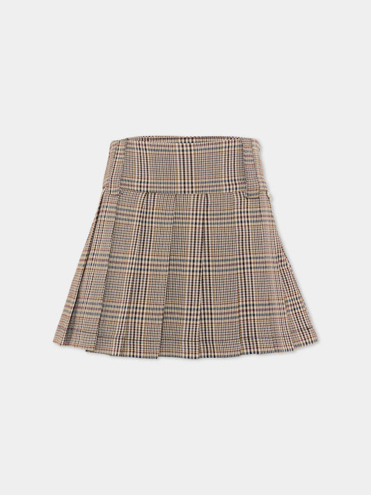 Gonna beige per bambina a pieghe,Richmond,RGA26185GO FANT.CHECK FANT. CHECK