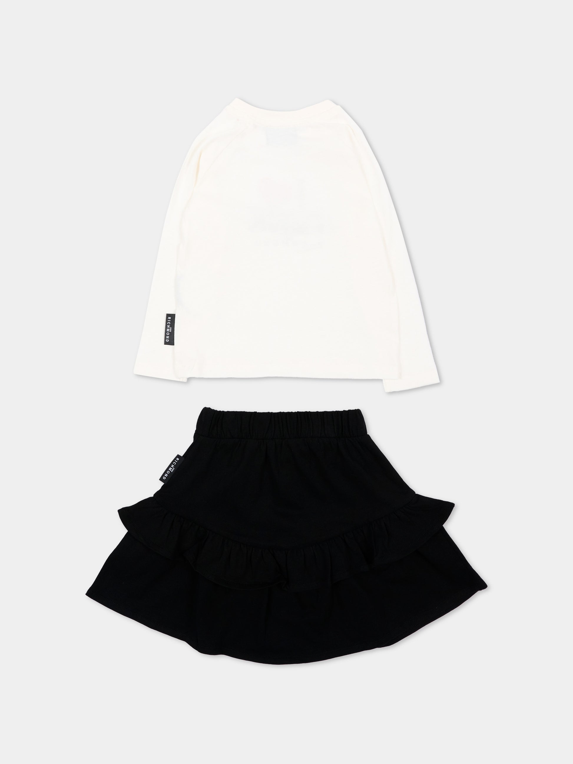Completo sportivo avorio per neonata con logo,Richmond,RIA26134CJ O-WHT/BLK OFF-WHITE