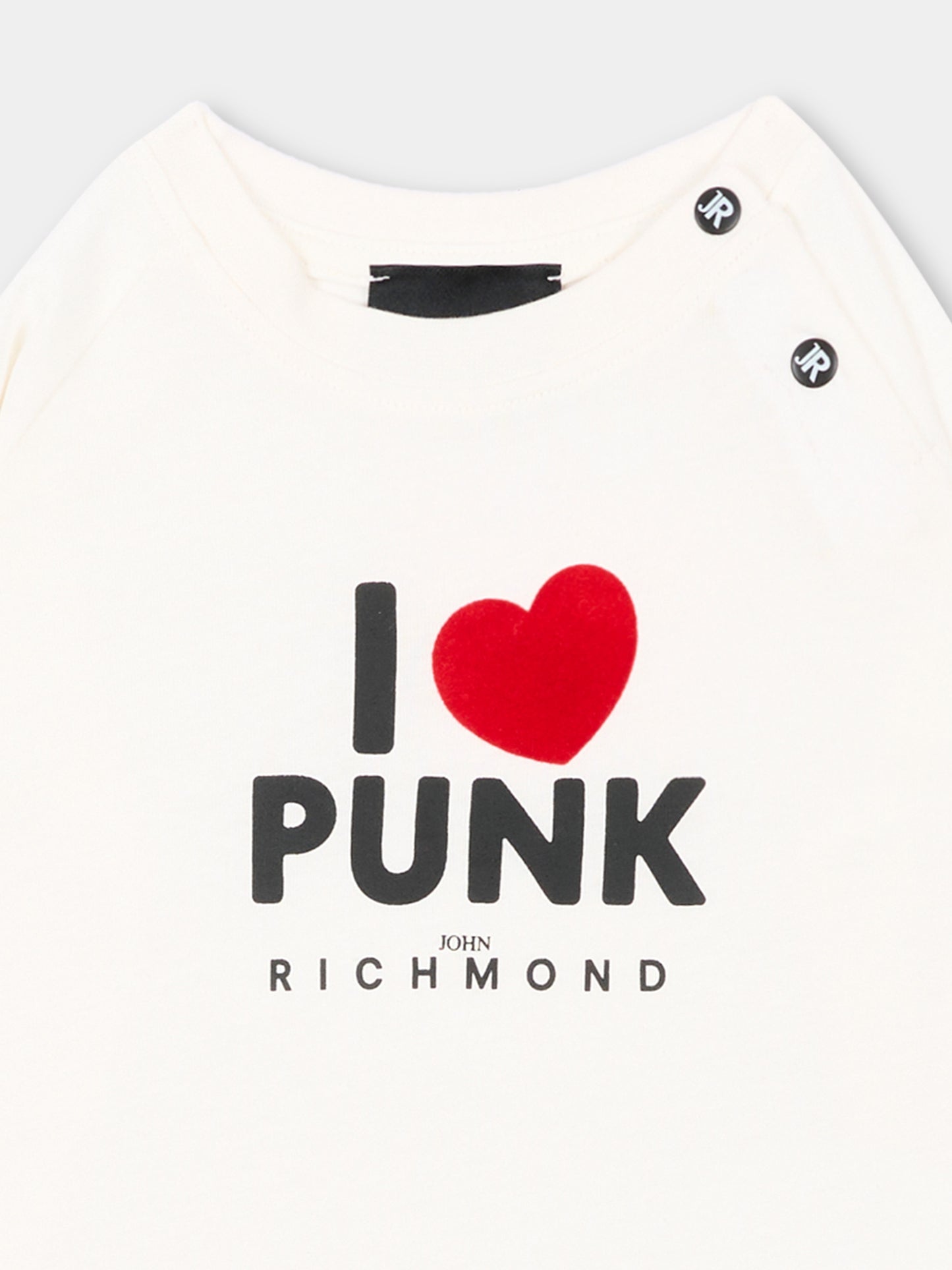 Completo sportivo avorio per neonata con logo,Richmond,RIA26134CJ O-WHT/BLK OFF-WHITE