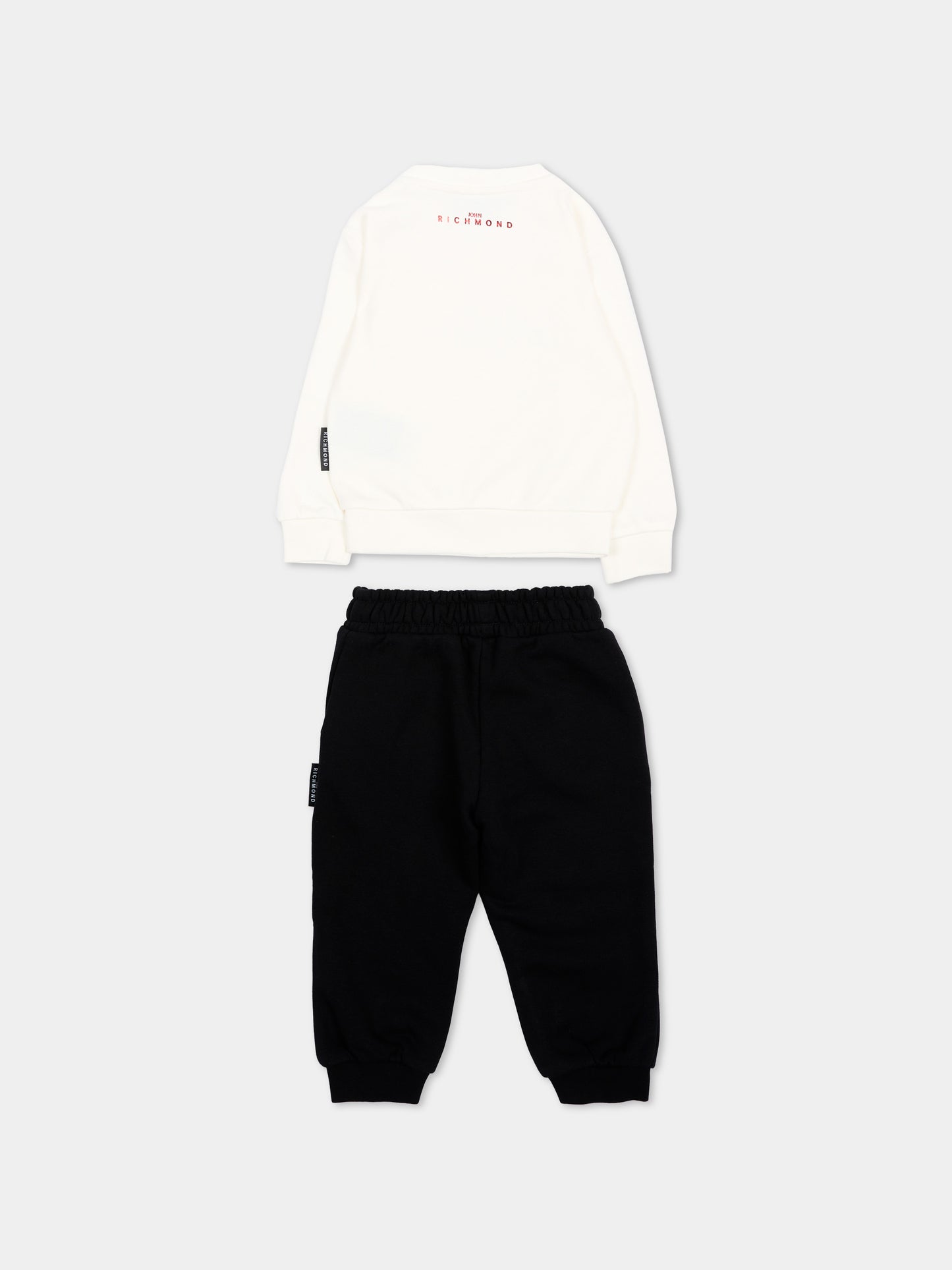 Completo sportivo avorio per neonata con logo,Richmond,RIA26080CF O-WHT/BLK OFF-WHITE