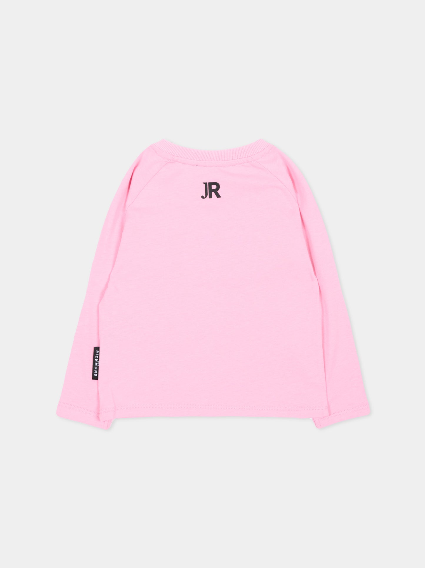 T-shirt a manica lunga rosa per neonata logo,Richmond,RIA26022TS PINK_BEG. PINK BEGONIA