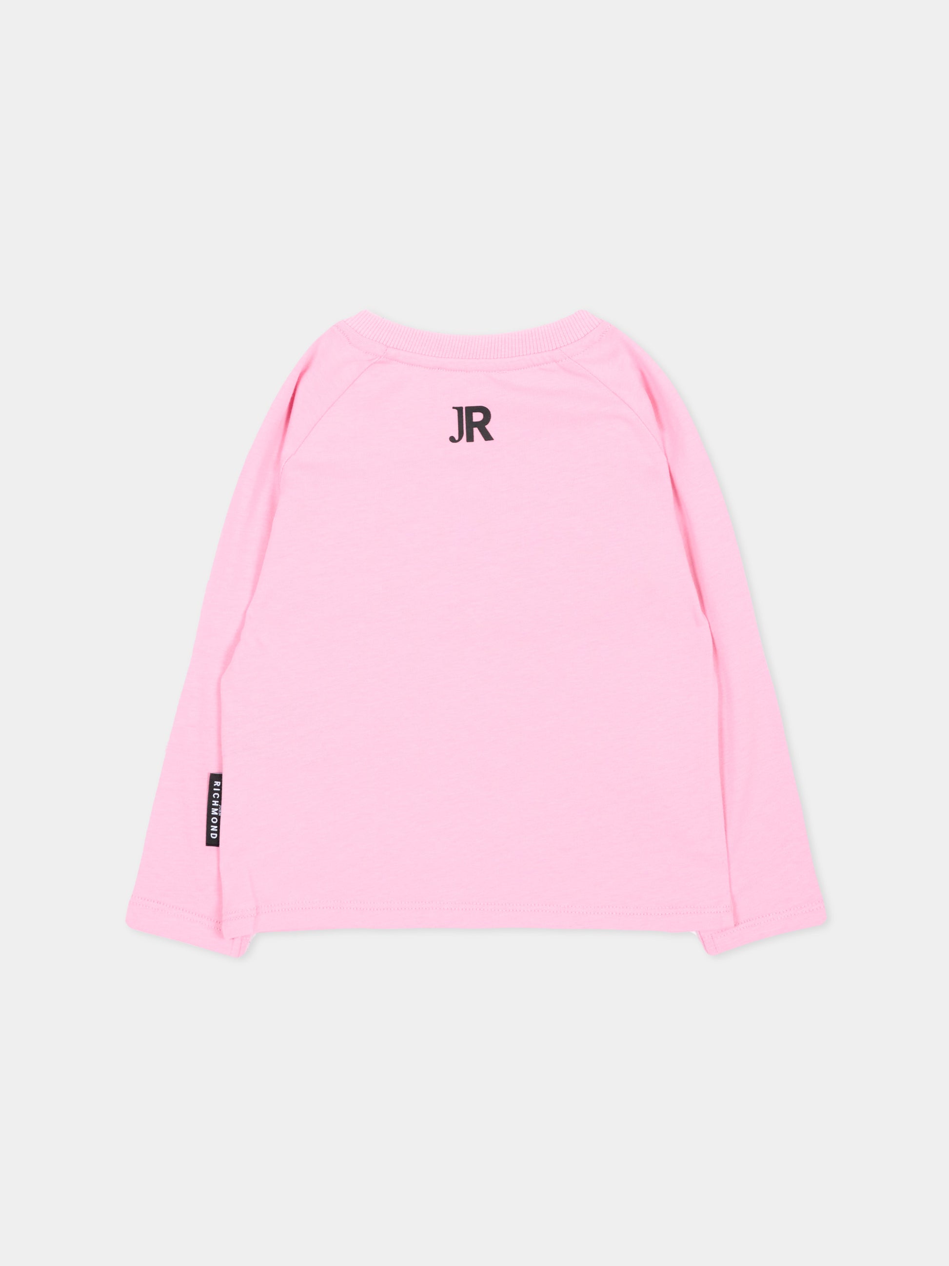 T-shirt a manica lunga rosa per neonata logo,Richmond,RIA26022TS PINK_BEG. PINK BEGONIA