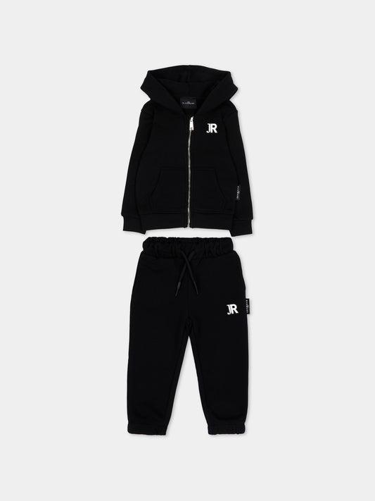 Completo sportivo nero per neonato con logo,Richmond,RIA26001CF BLACK/BLK BLACK
