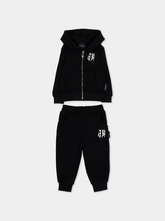 Completo sportivo nero per neonato con logo,Richmond,RIA26035CF BLACK/BLK BLACK