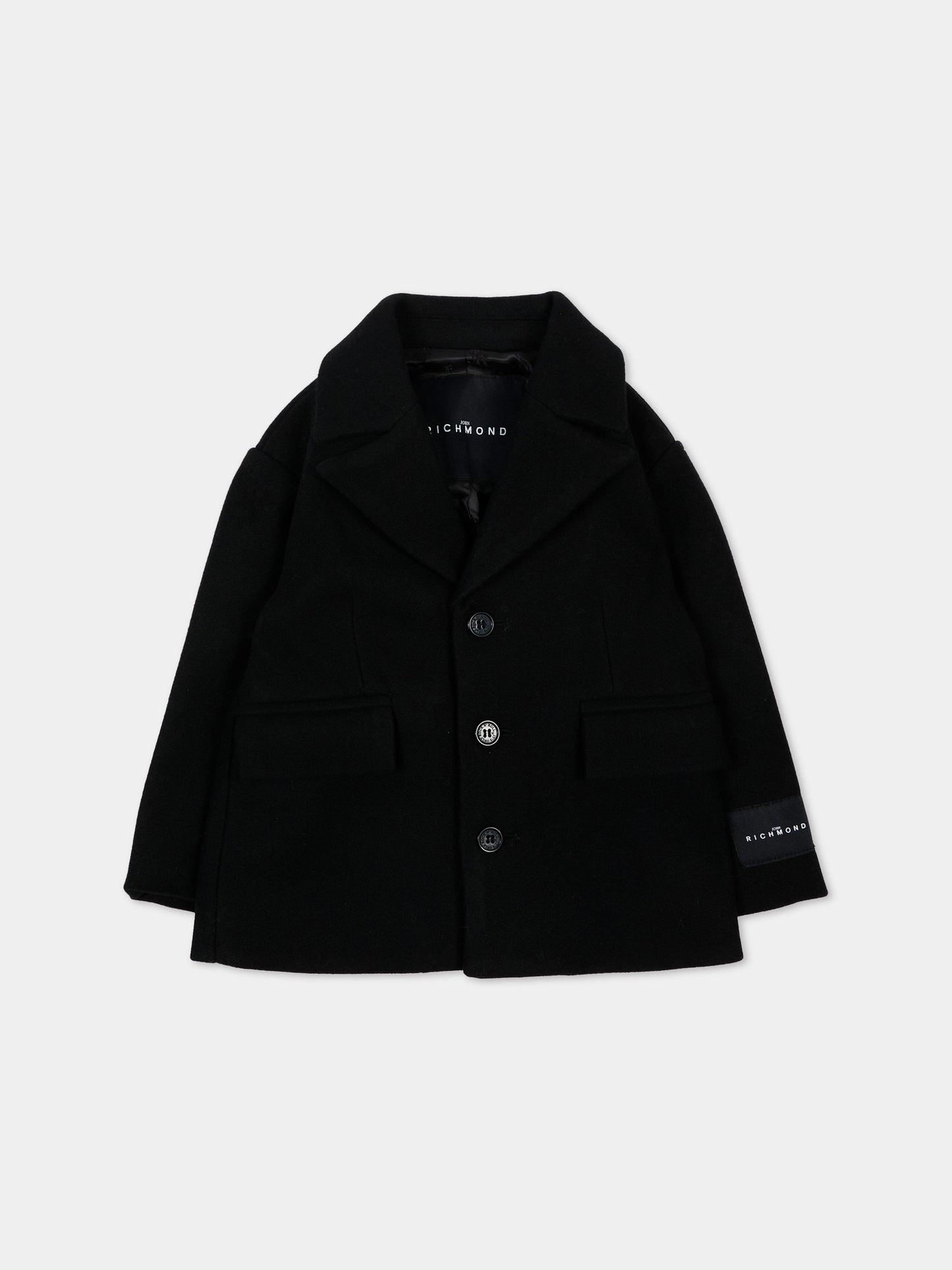 Cappotto nero per neonato con logo,Richmond,RIA26062CP BLACK BLACK