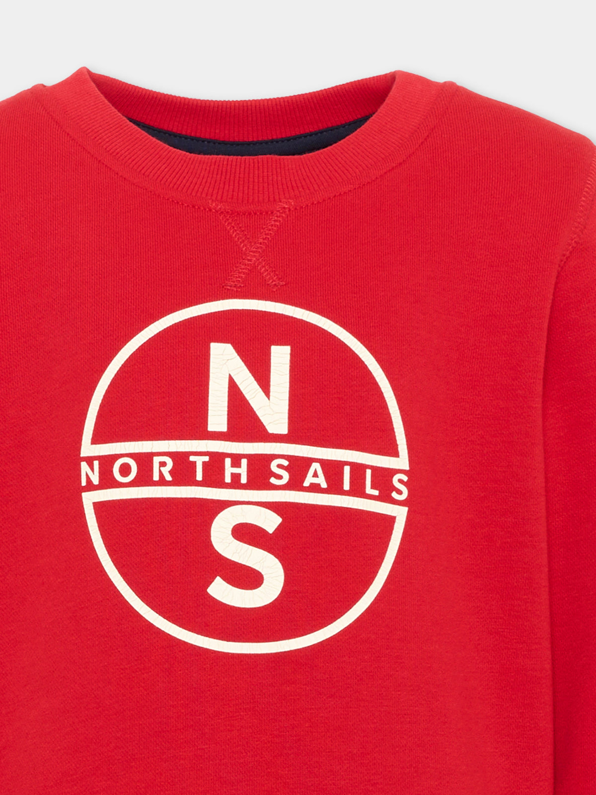 Felpa girocollo rossa per bambino con logo,North Sails,NBA26003FE RED