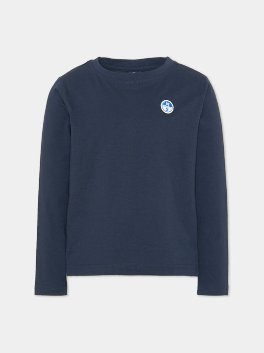 T-shirt a manica lunga blu per bambino con logo,North Sails,NBA26089TS BLUE NAVY