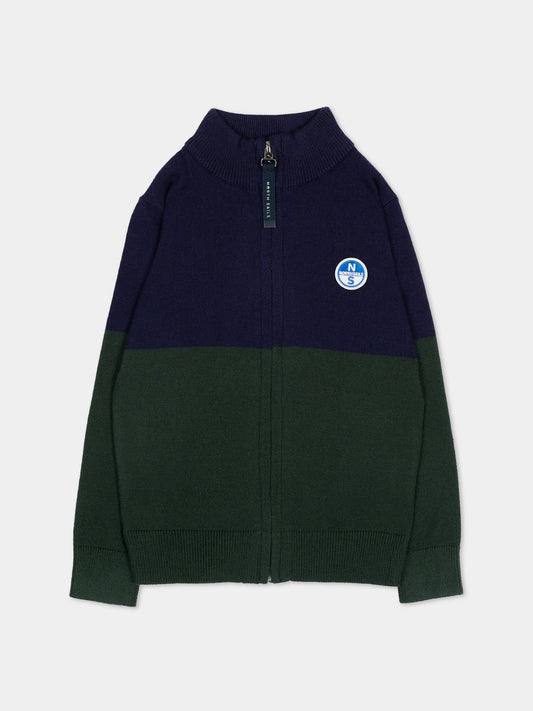 Cardigan blu per neonato con patch logo,North Sails,NIA26018CD BLUE NAVY